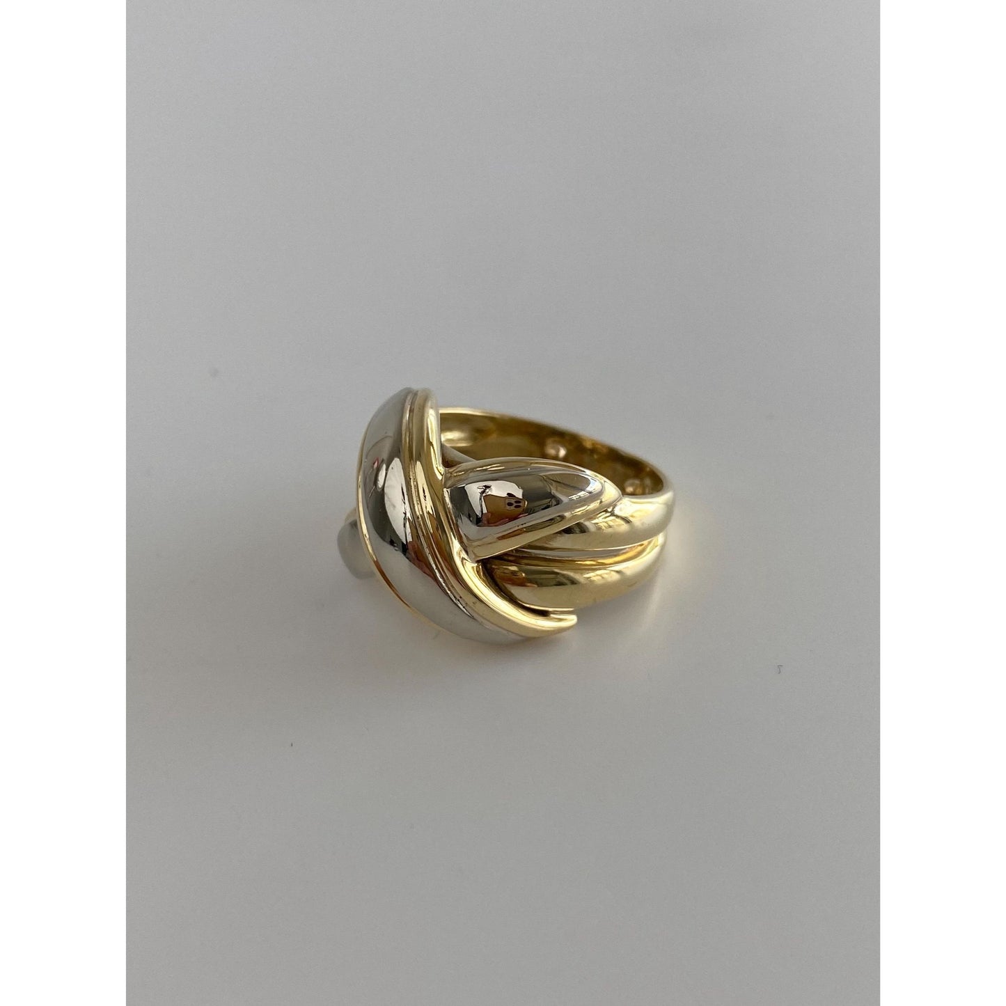 Vintage Solid 14k Yellow & White Gold X Ring - Size 3.75