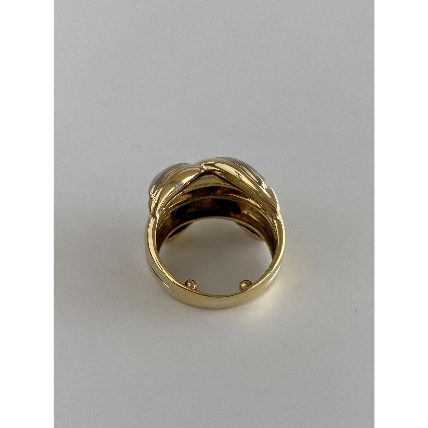 Vintage Solid 14k Yellow & White Gold X Ring - Size 3.75