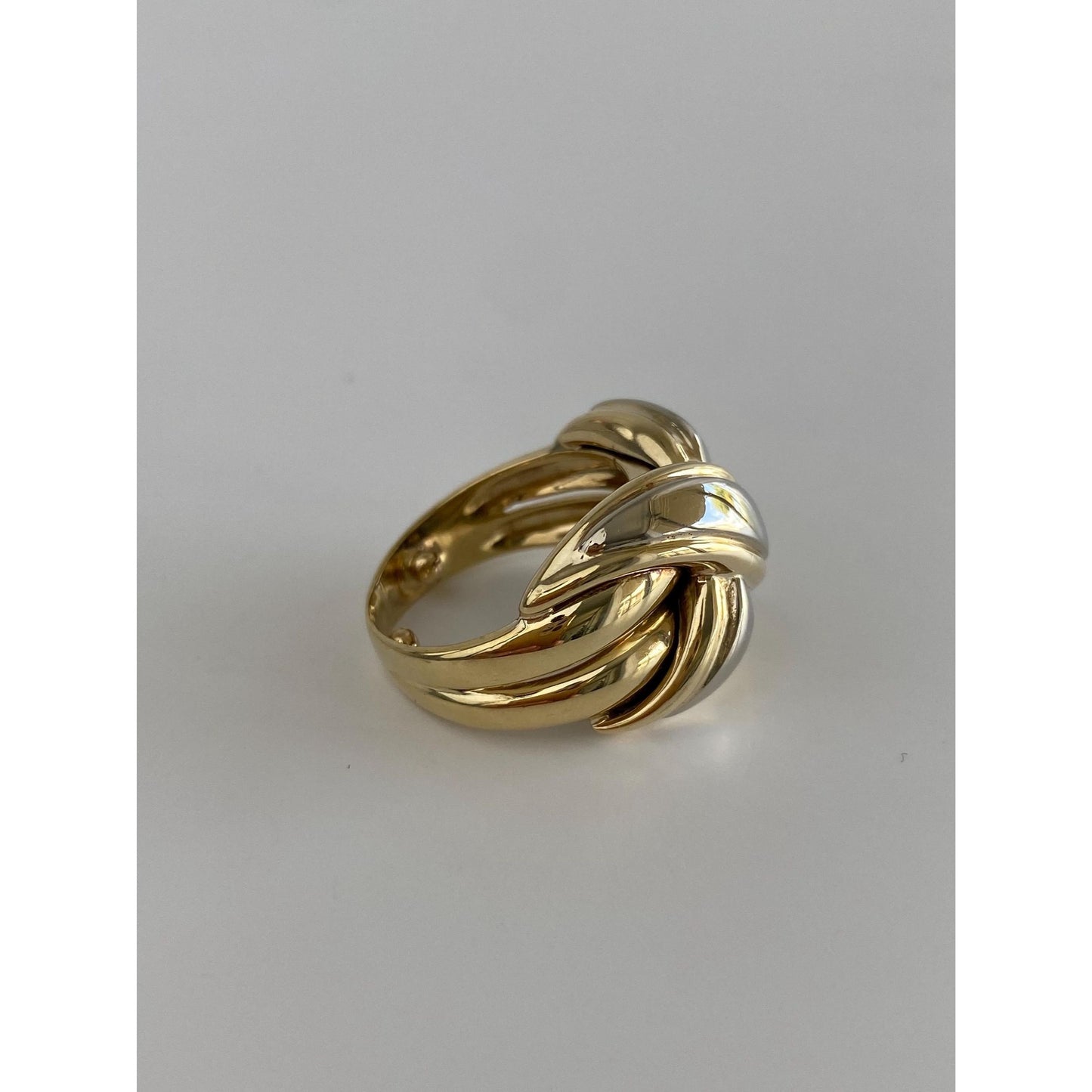 Vintage Solid 14k Yellow & White Gold X Ring - Size 3.75