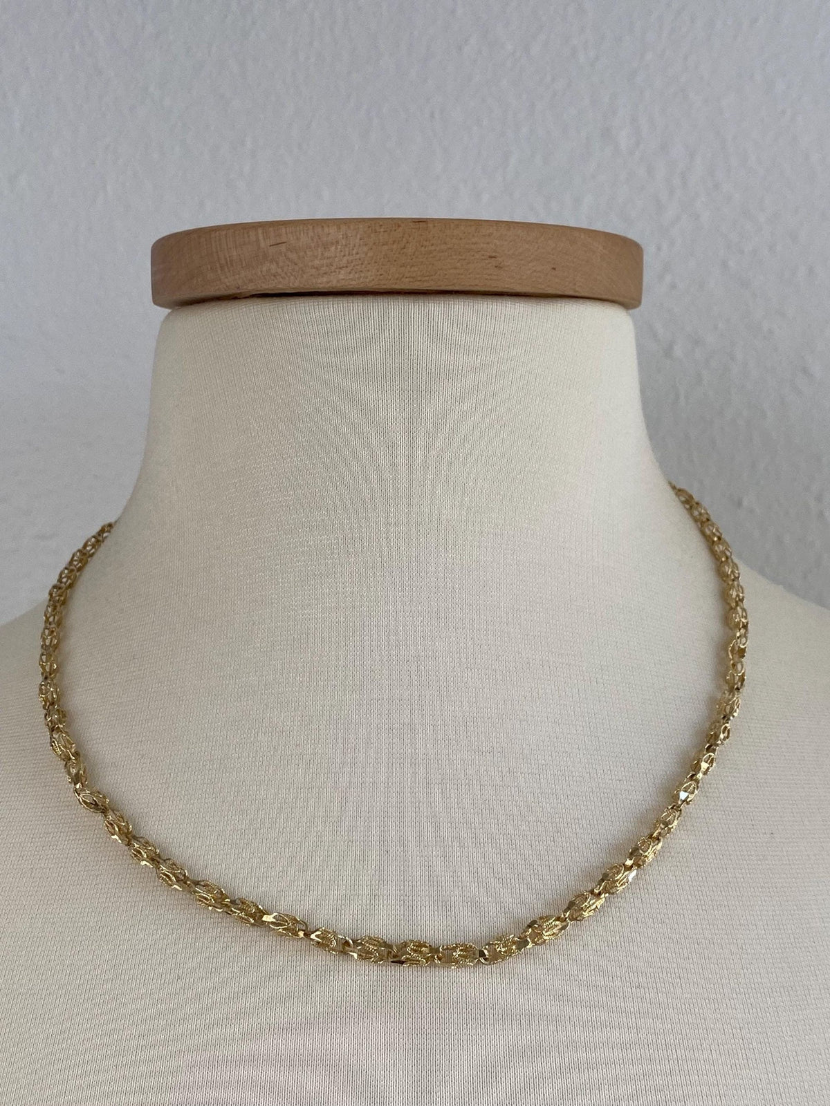 Vintage Solid 10k Yellow Gold Fancy Open Work Link Necklace - 20.5 inches