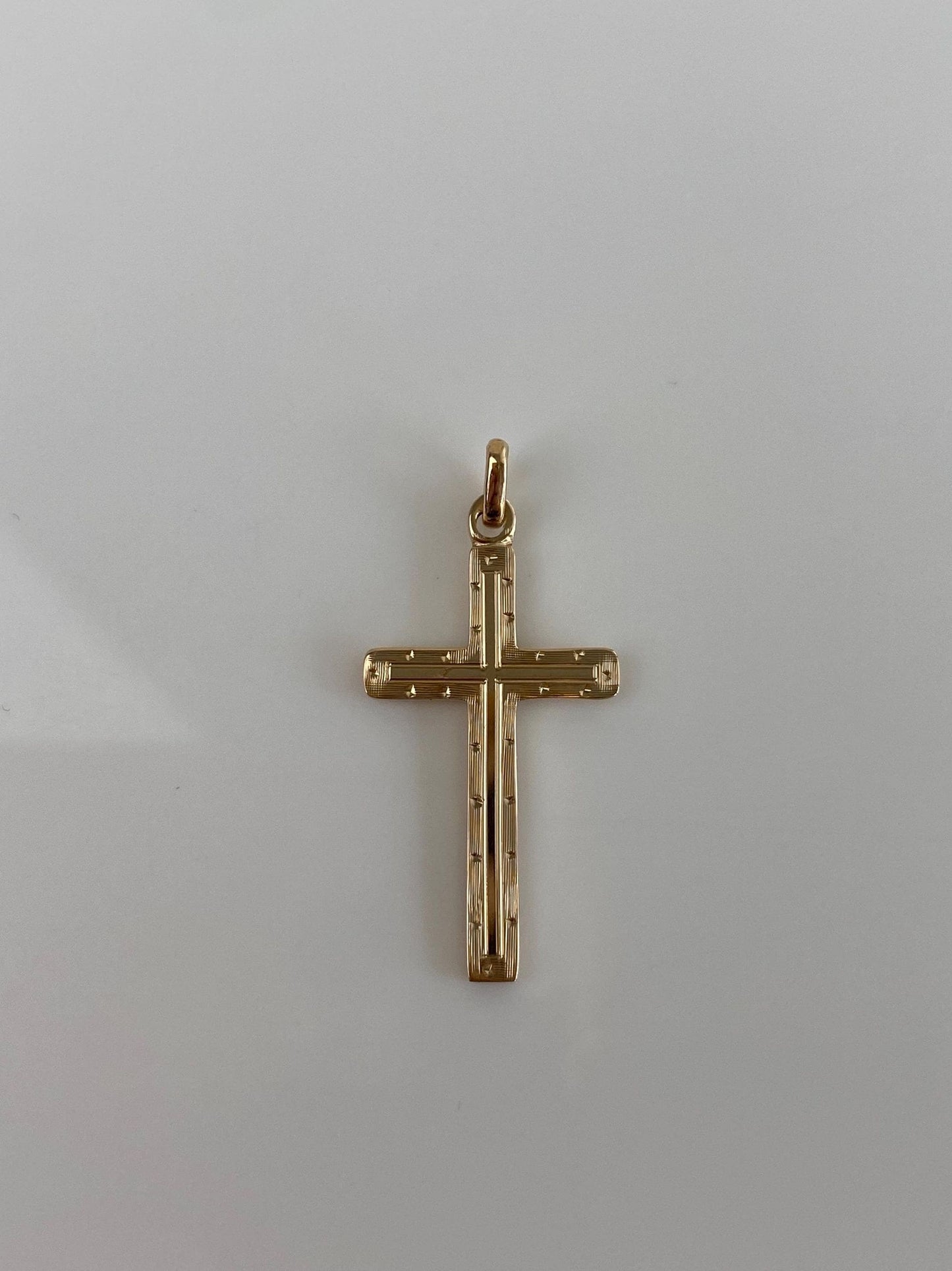 Vintage Solid 10k Yellow Gold Design Cross Charm