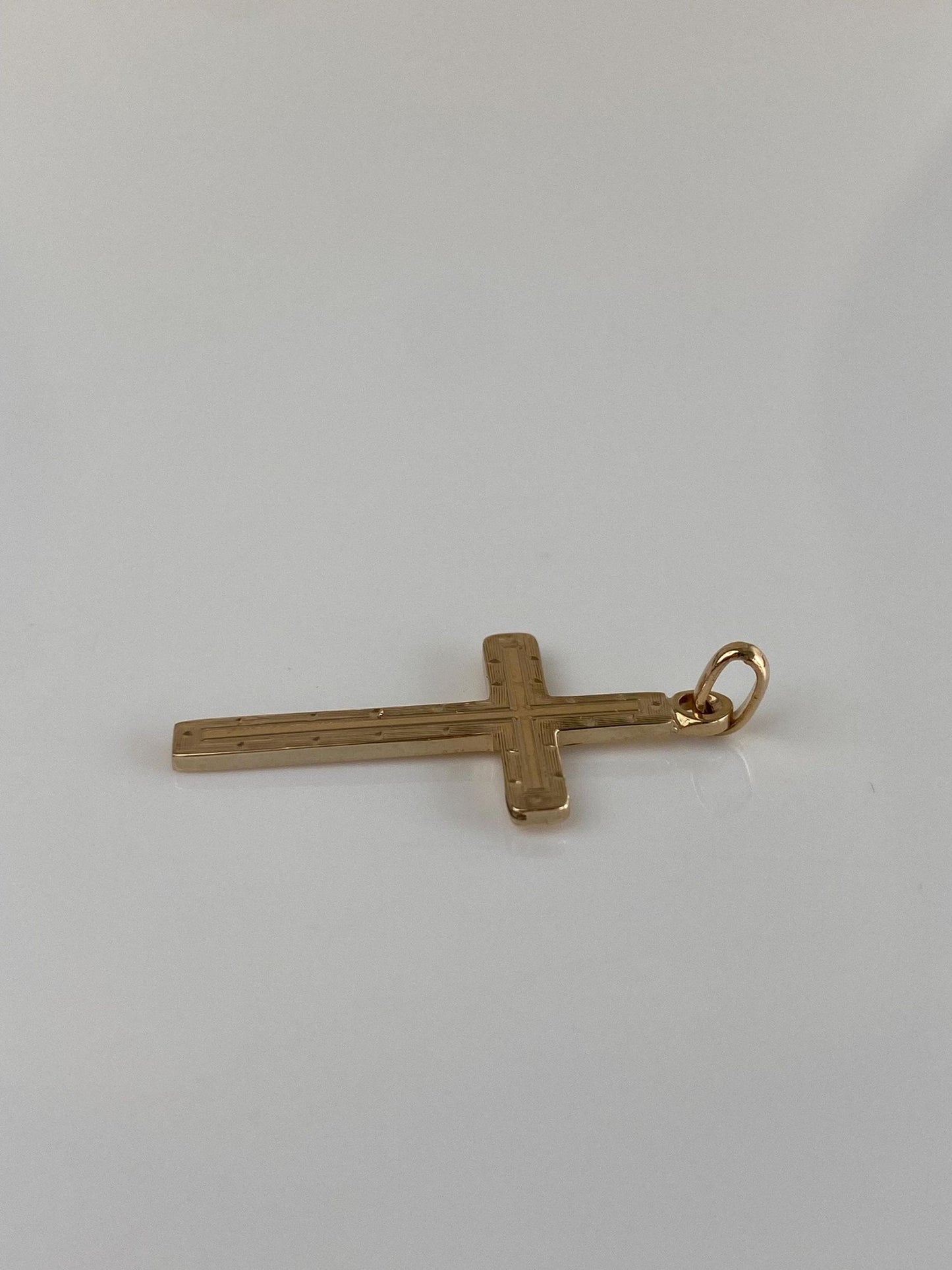 Vintage Solid 10k Yellow Gold Design Cross Charm