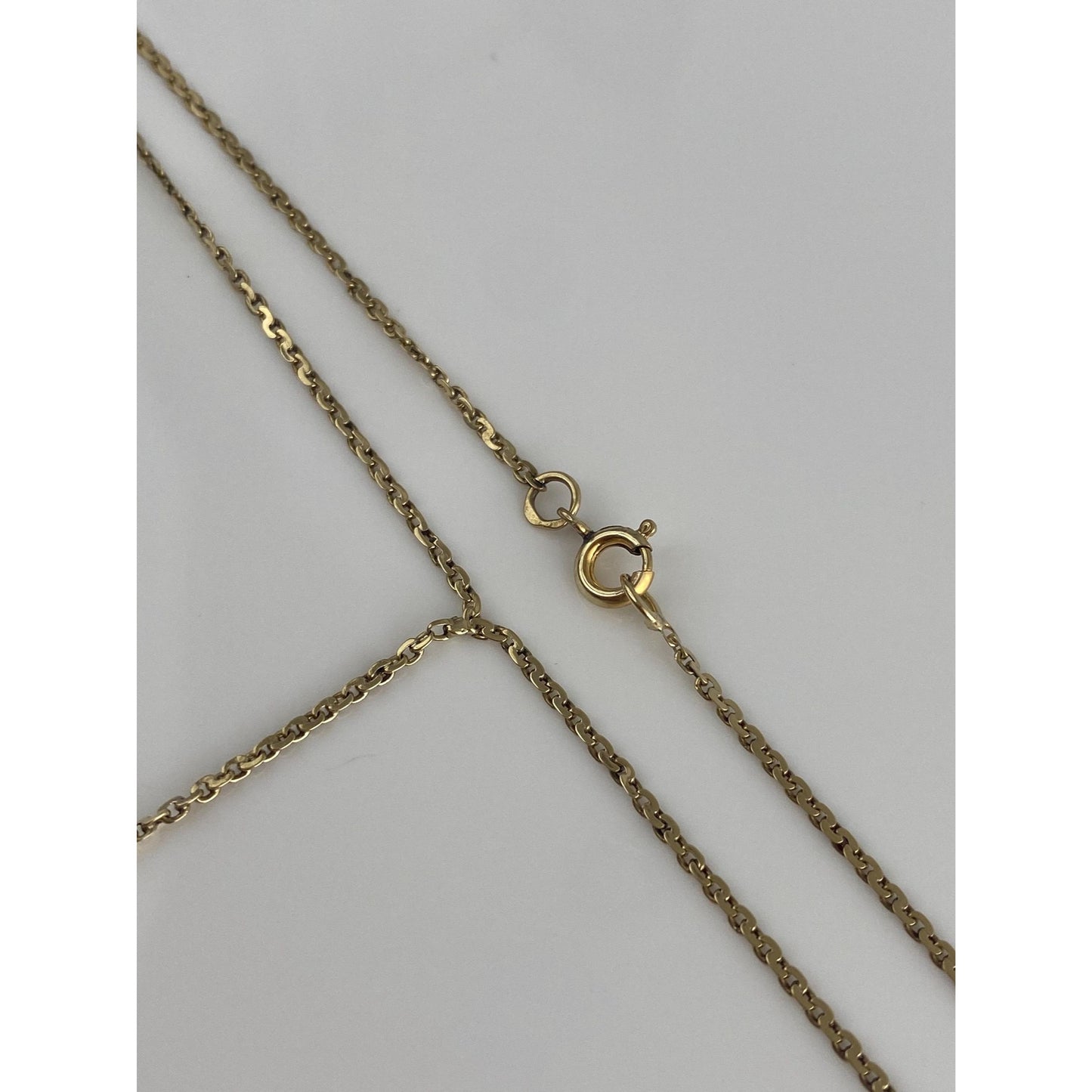 Vintage Solid 14k Yellow Gold Black Stone Biker Link Chain Lariat Necklace - 17.25 inches