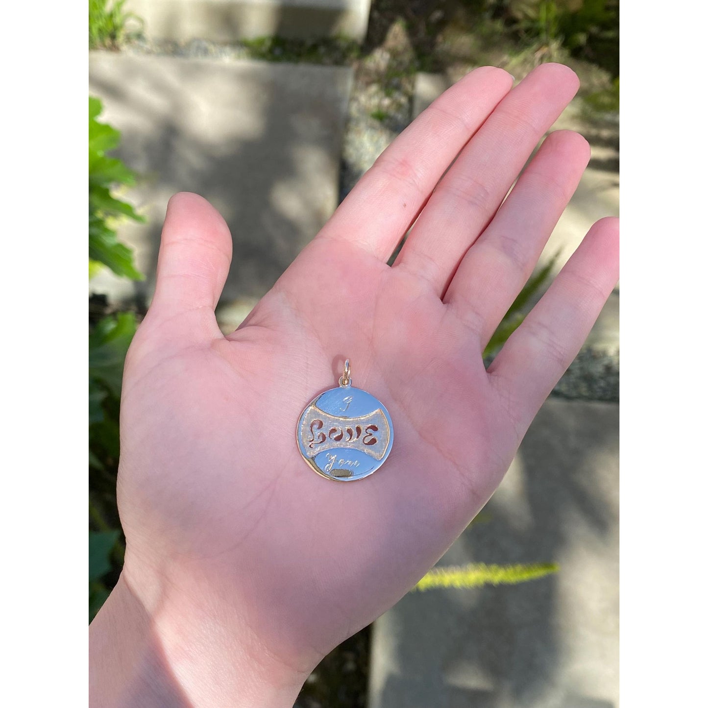 Vintage Solid 14k Yellow Gold 'I Love You' Sixties Font Charm