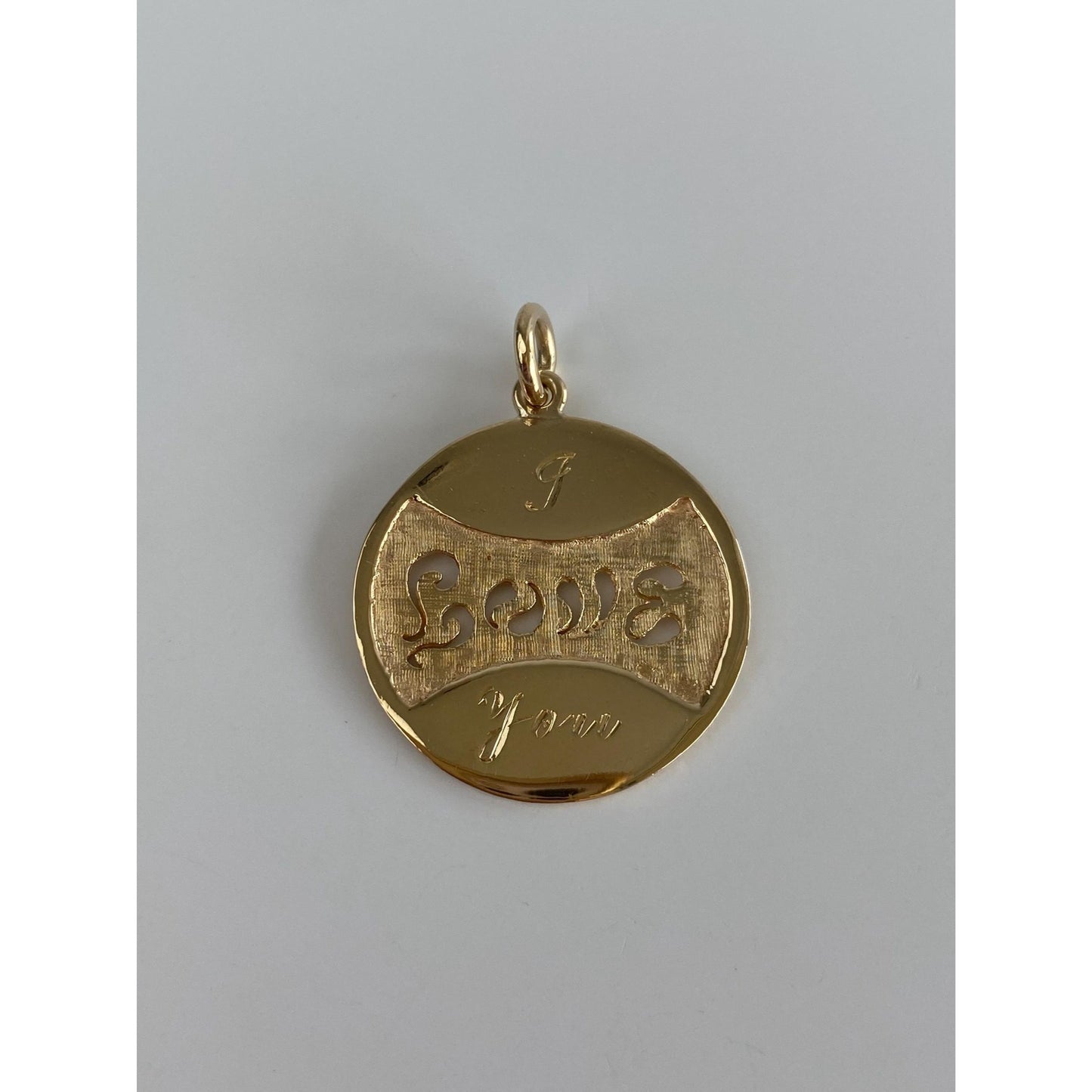 Vintage Solid 14k Yellow Gold 'I Love You' Sixties Font Charm