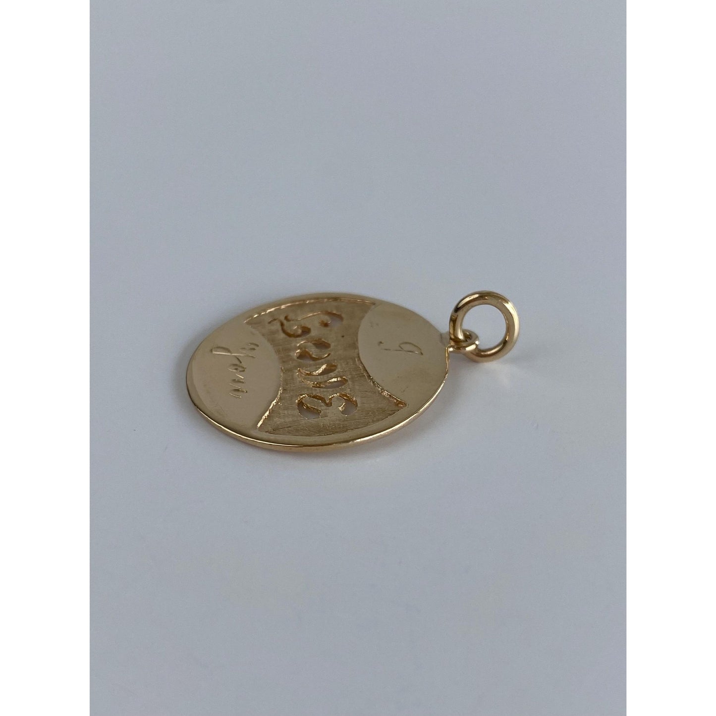 Vintage Solid 14k Yellow Gold 'I Love You' Sixties Font Charm