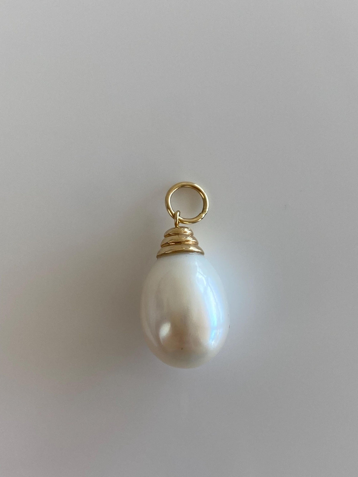 Vintage Solid 14k Yellow Gold Large Pearl Charm