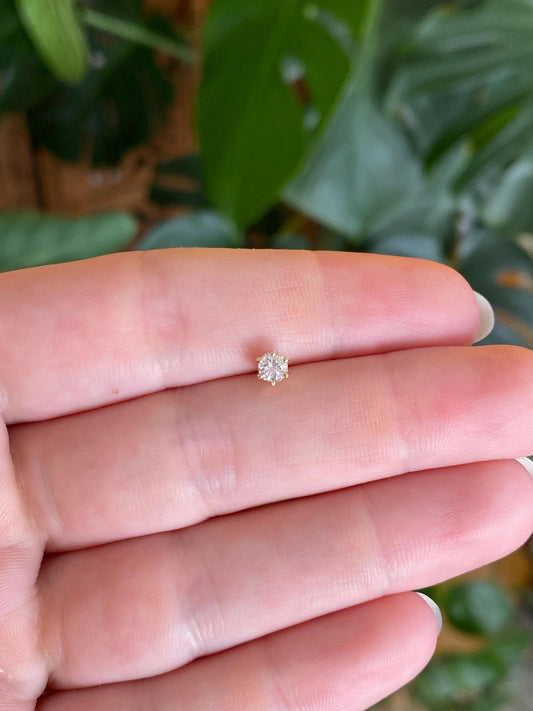 Vintage Solid 14k Yellow Gold SINGLE Diamond Stud Earring