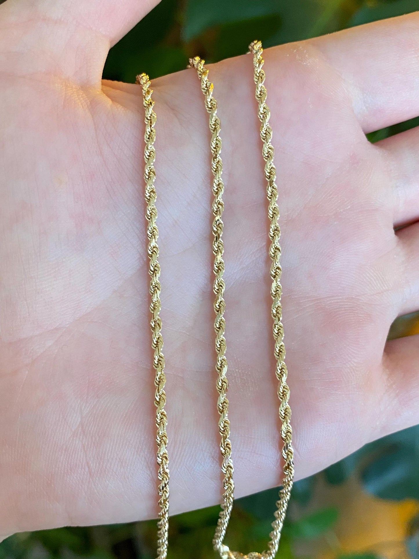 Vintage Solid 14k Yellow Gold Diamond Cut Rope Chain Necklace - 22.25 inches