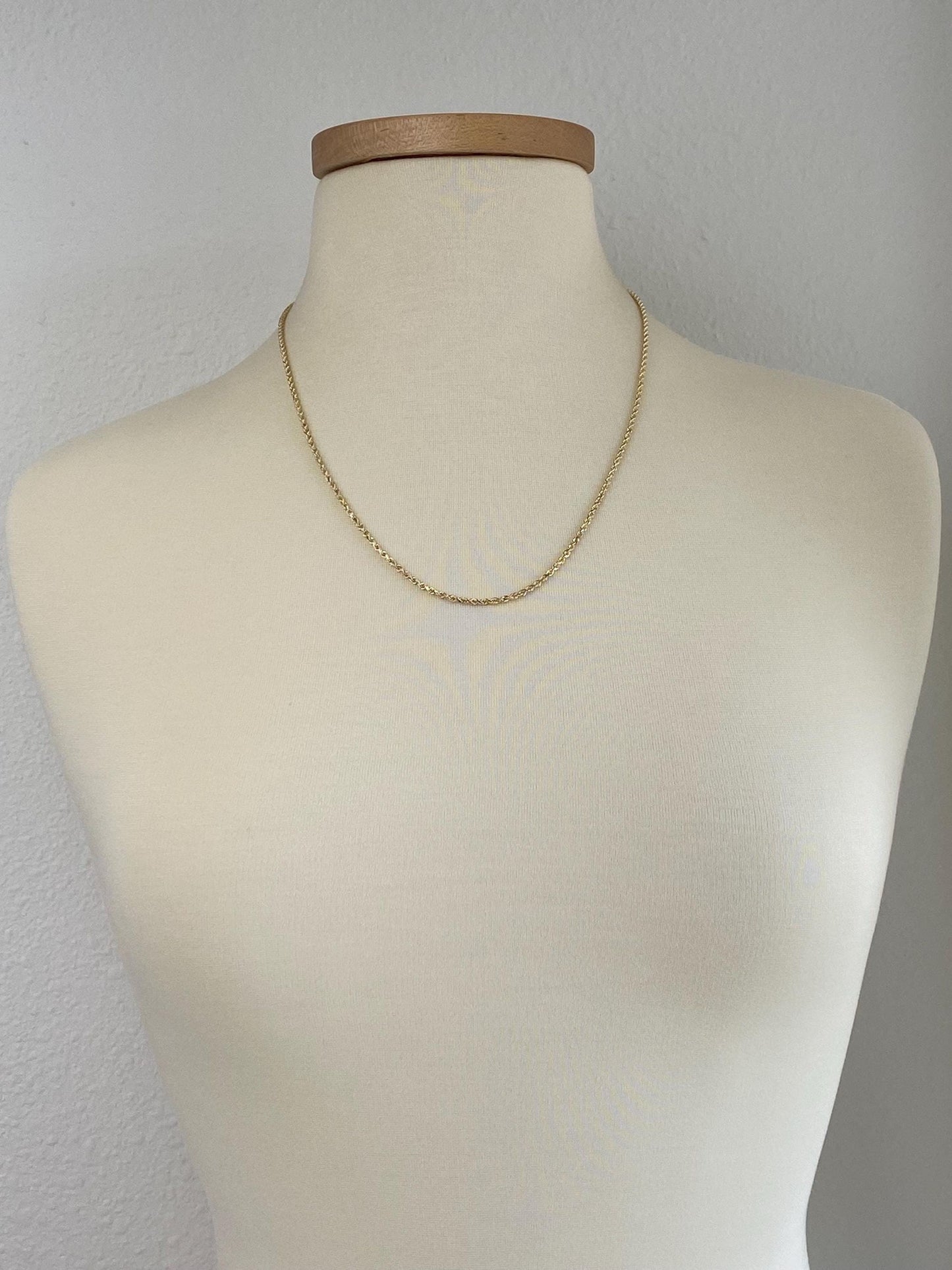 Vintage Solid 14k Yellow Gold Diamond Cut Rope Chain Necklace - 22.25 inches