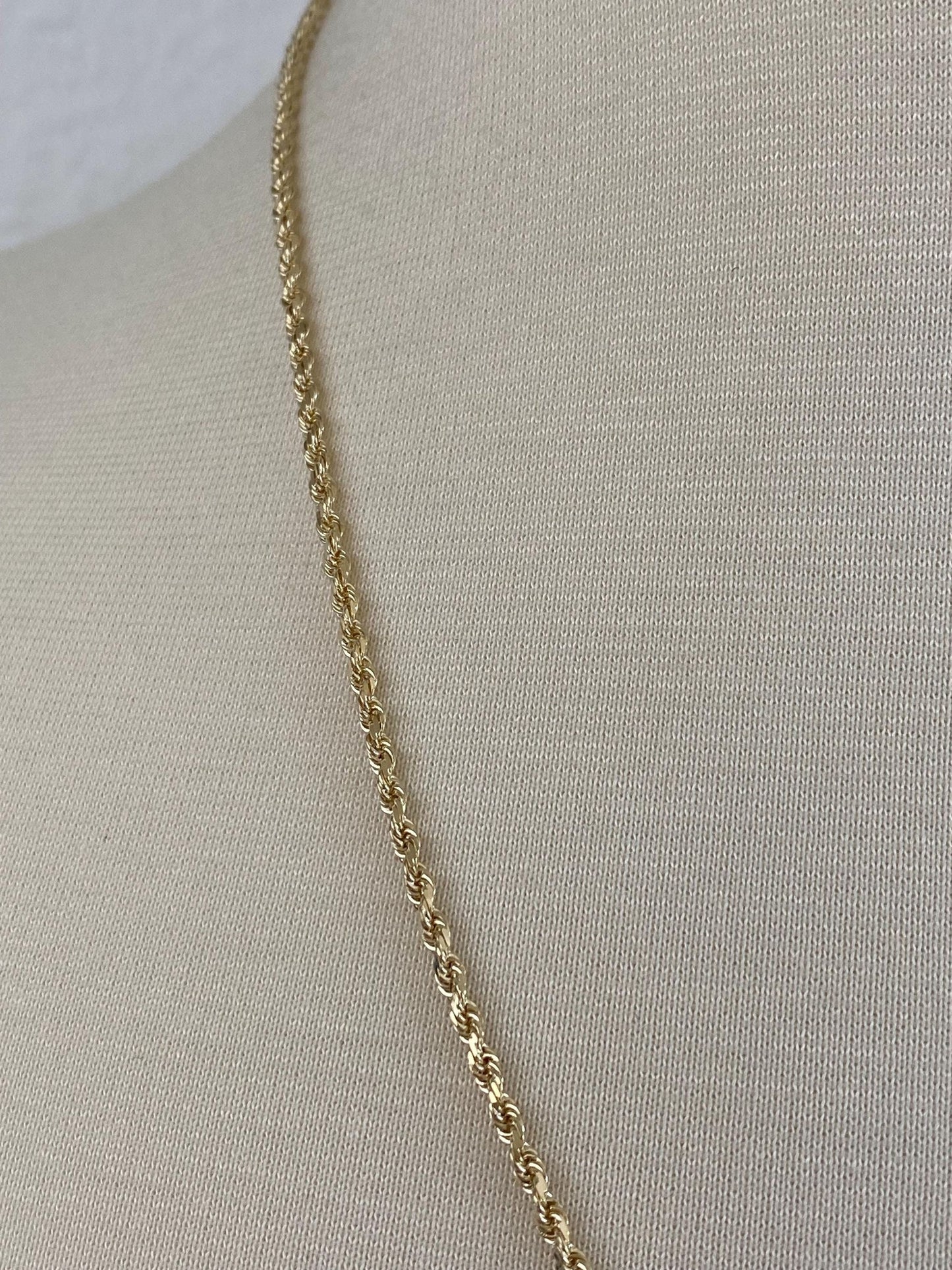 Vintage Solid 14k Yellow Gold Diamond Cut Rope Chain Necklace - 22.25 inches