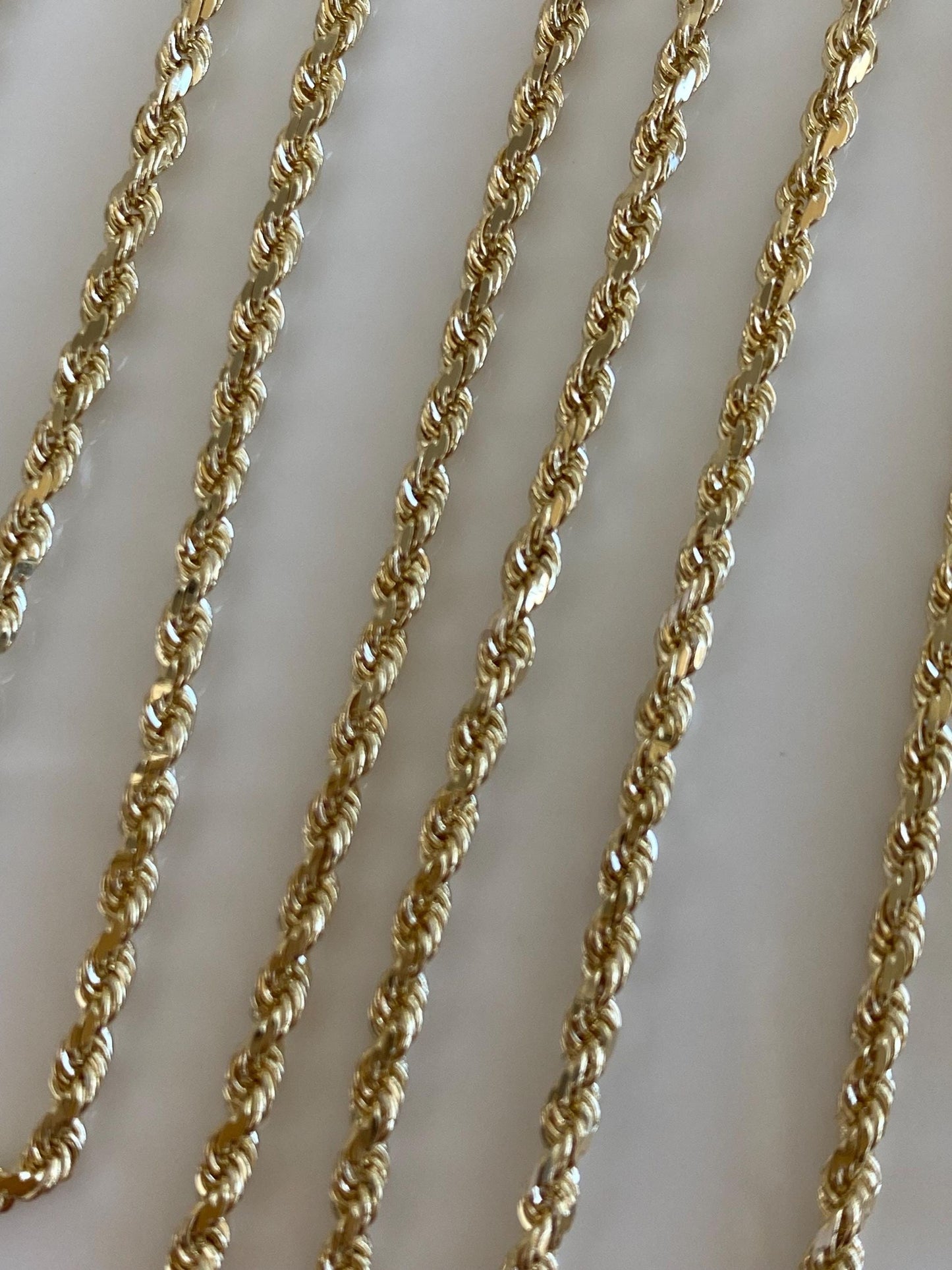 Vintage Solid 14k Yellow Gold Diamond Cut Rope Chain Necklace - 22.25 inches