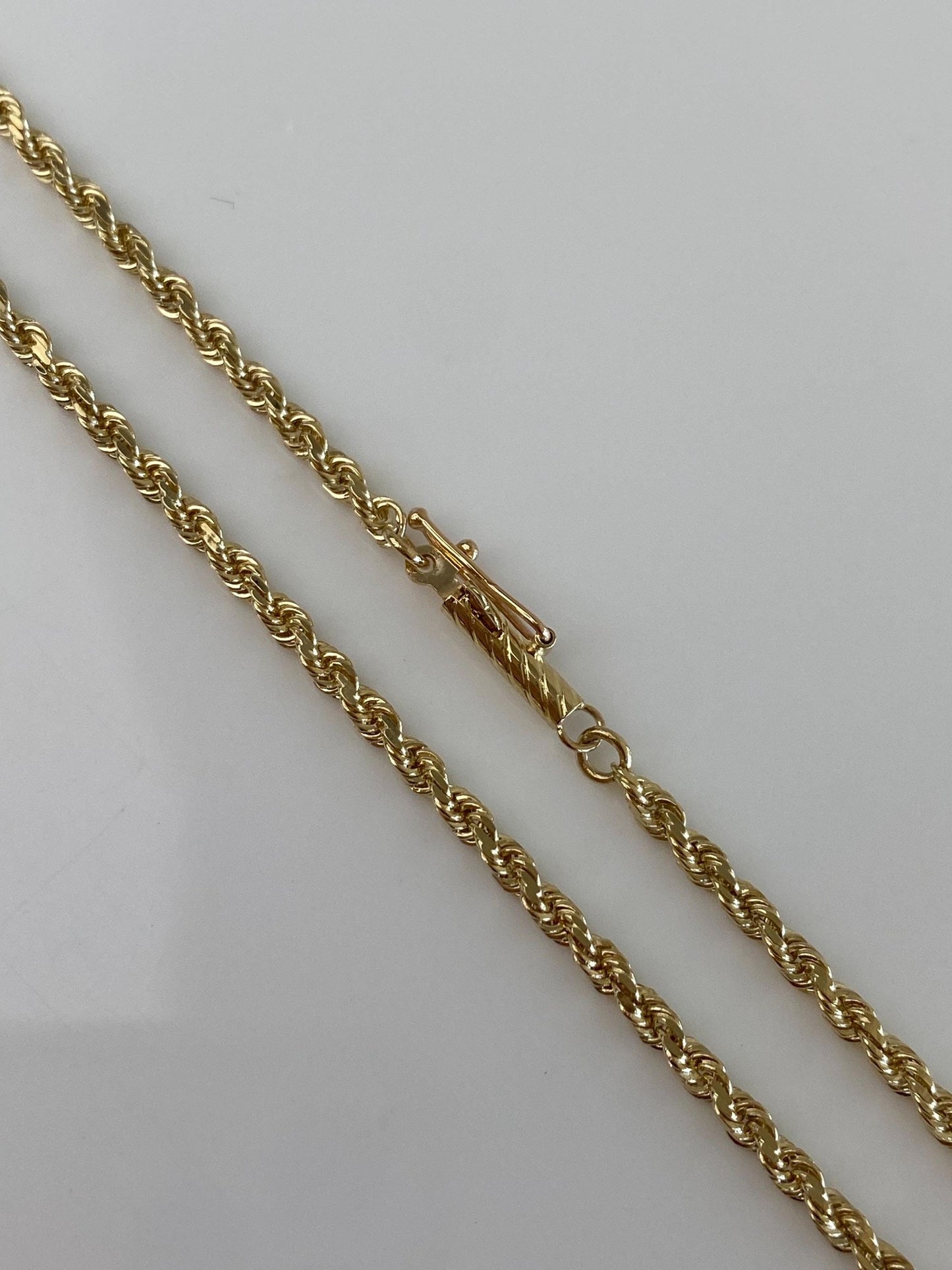 Vintage Solid 14k Yellow Gold Diamond Cut Rope Chain Necklace - 22.25 inches