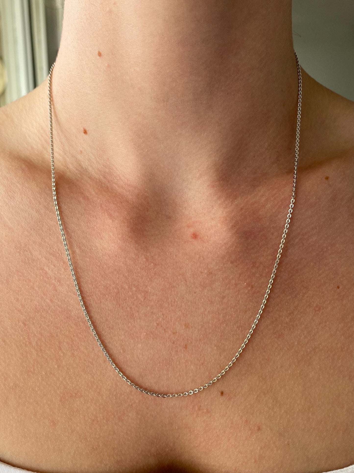 Vintage Solid 14k White Gold Tight Cable Chain Necklace - 20.25 inches