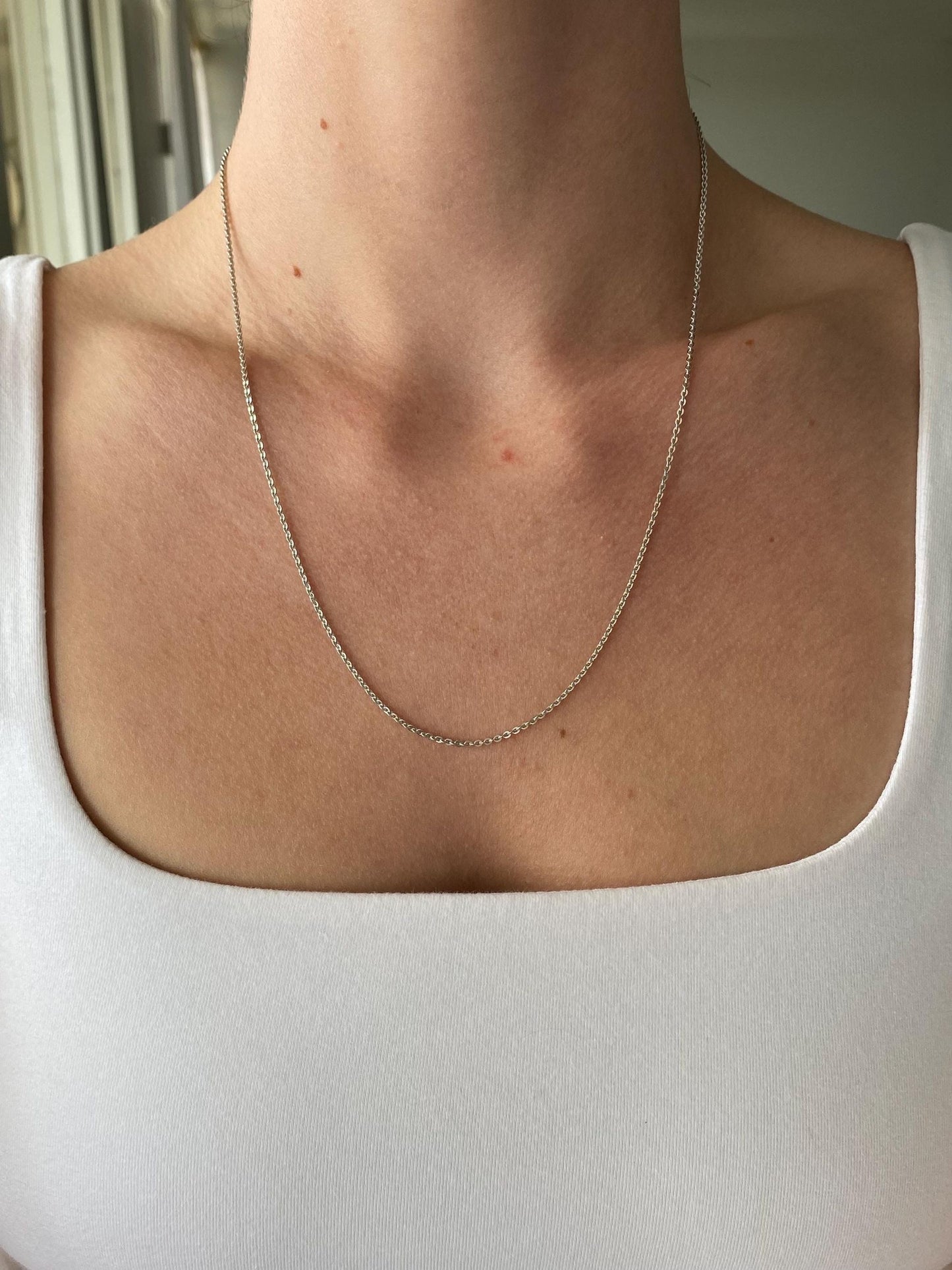 Vintage Solid 14k White Gold Tight Cable Chain Necklace - 20.25 inches