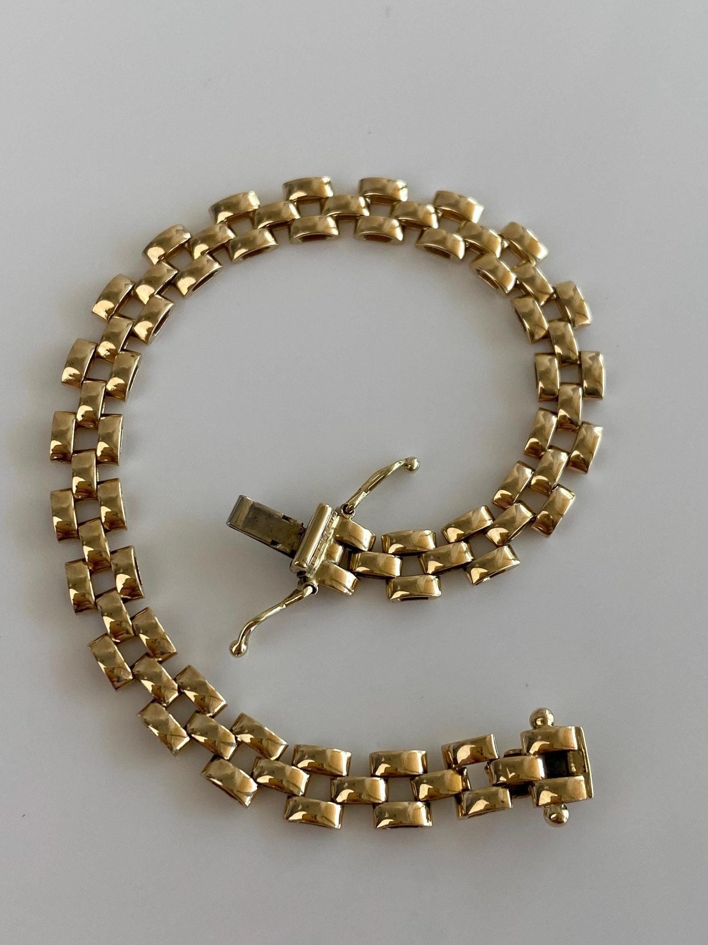 Vintage Solid 14k Yellow Gold Watch Band Style Chain Bracelet - 6.5 inches