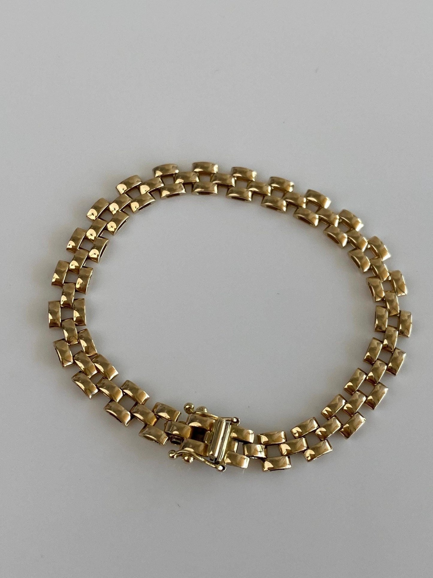 Vintage Solid 14k Yellow Gold Watch Band Style Chain Bracelet - 6.5 inches