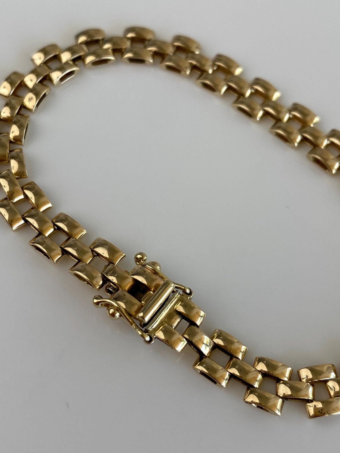 Vintage Solid 14k Yellow Gold Watch Band Style Chain Bracelet - 6.5 inches
