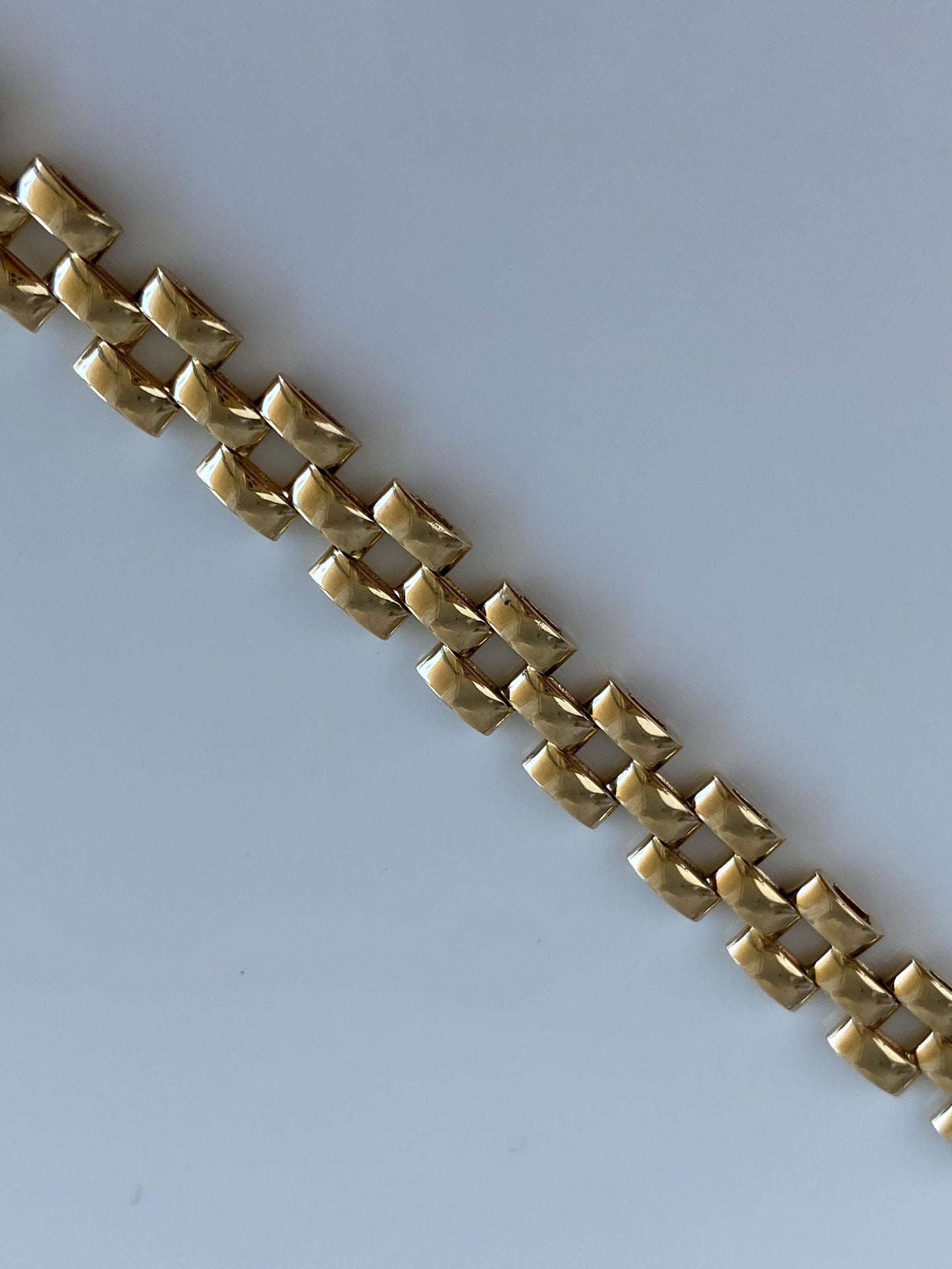 Vintage Solid 14k Yellow Gold Watch Band Style Chain Bracelet - 6.5 inches