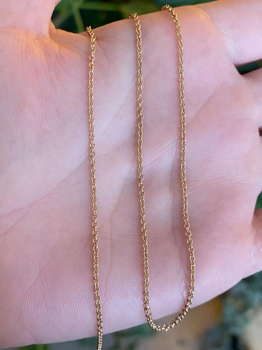 Vintage Solid 14k Yellow Gold Rolo Chain Necklace - 18.25 inches