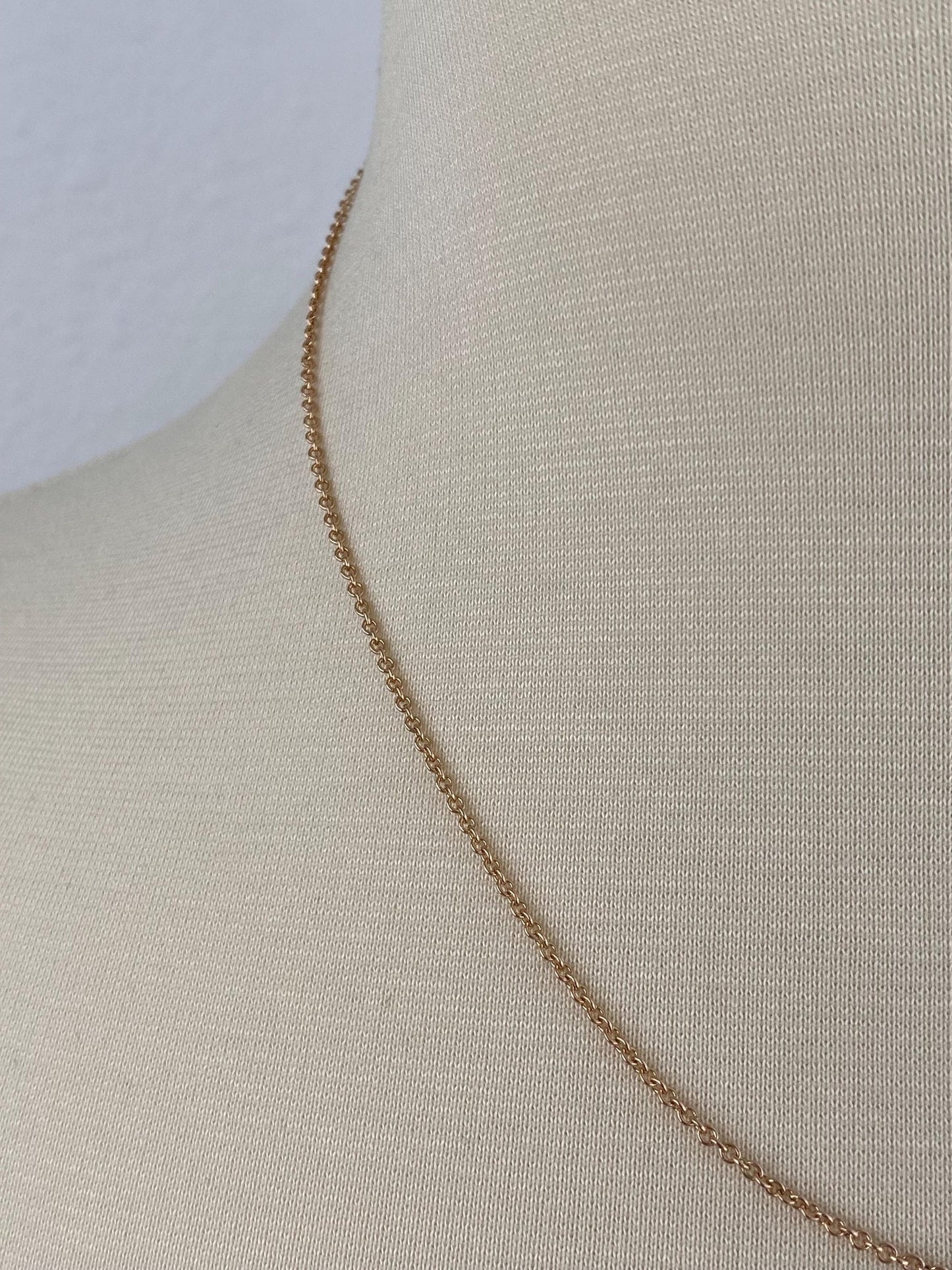 Vintage Solid 14k Yellow Gold Rolo Chain Necklace - 18.25 inches