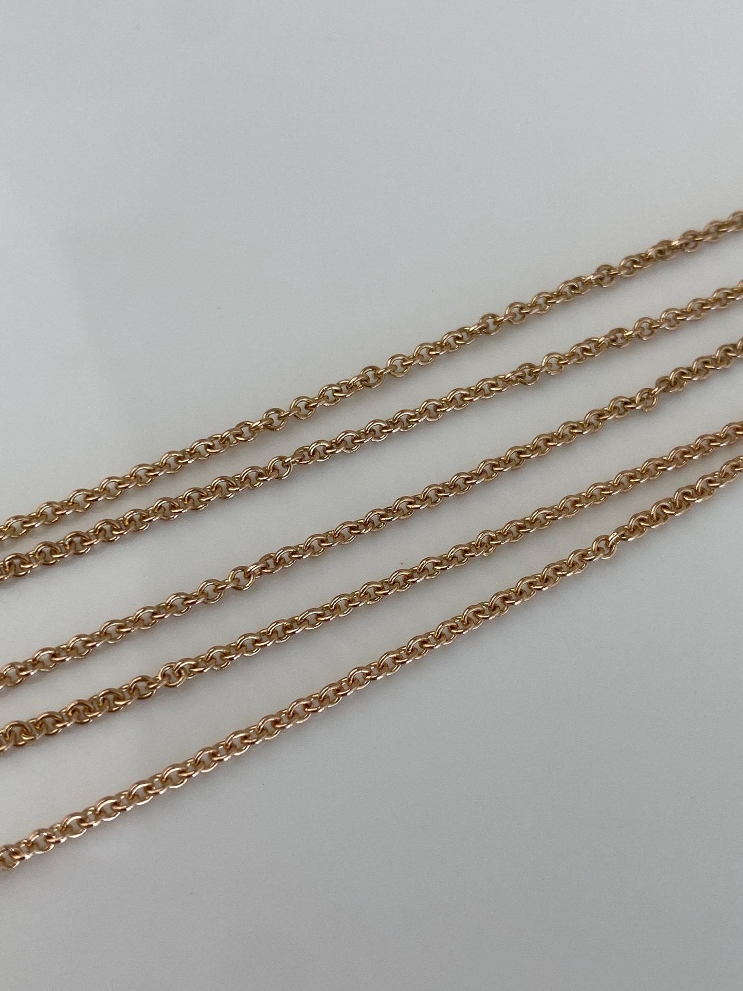Vintage Solid 14k Yellow Gold Rolo Chain Necklace - 18.25 inches