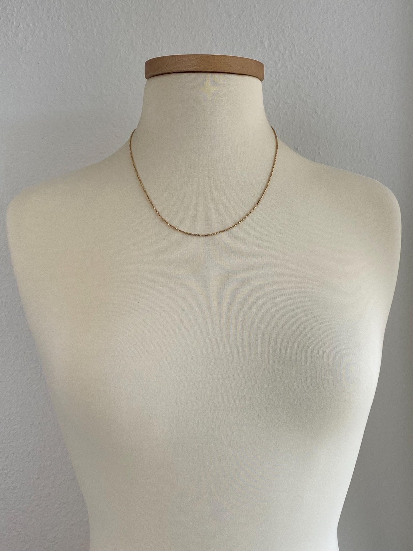 Vintage Solid 14k Yellow Gold Diamond Cut Slim Rope Chain Necklace - 20.5 inches