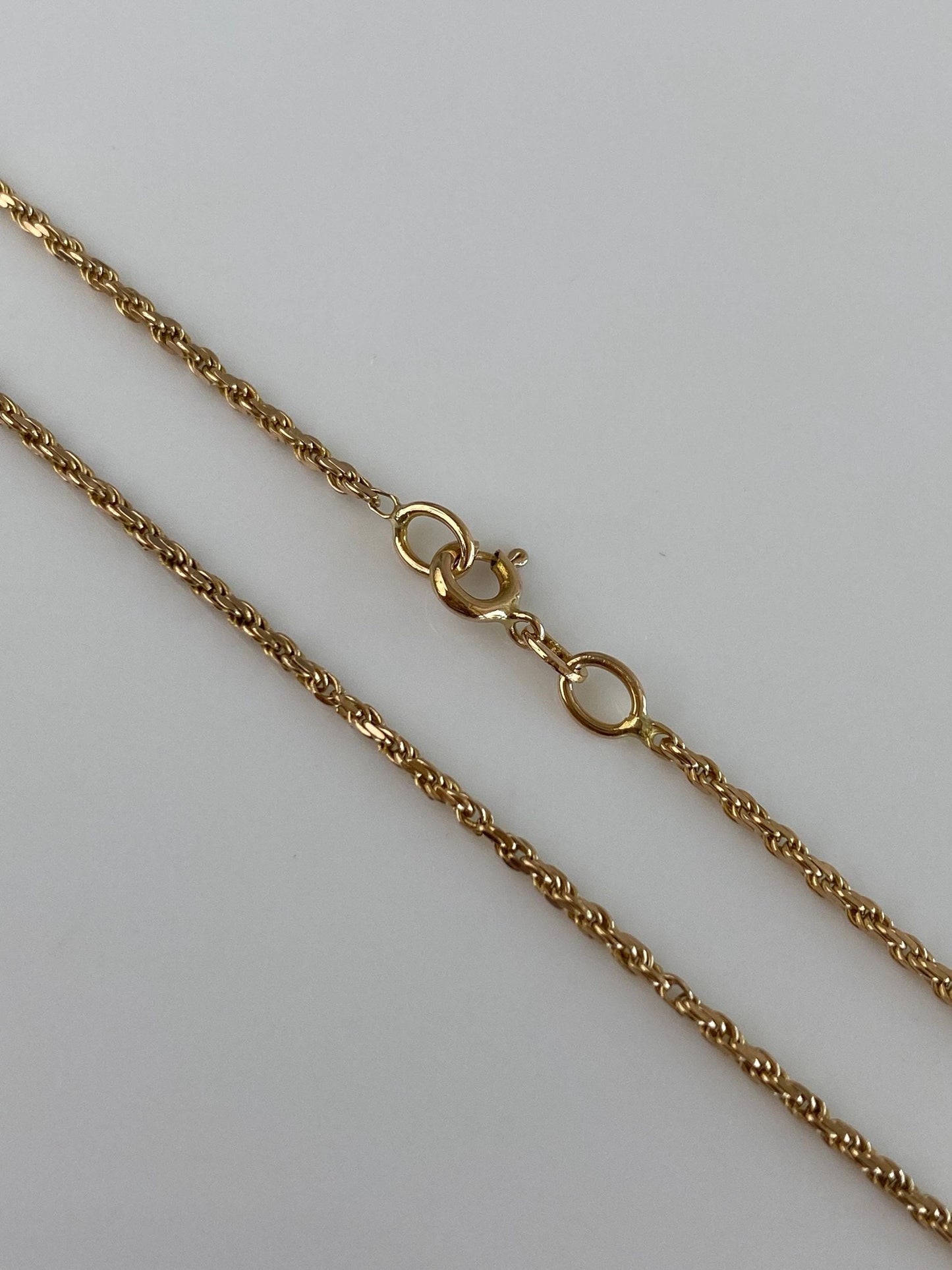 Vintage Solid 14k Yellow Gold Diamond Cut Slim Rope Chain Necklace - 20.5 inches