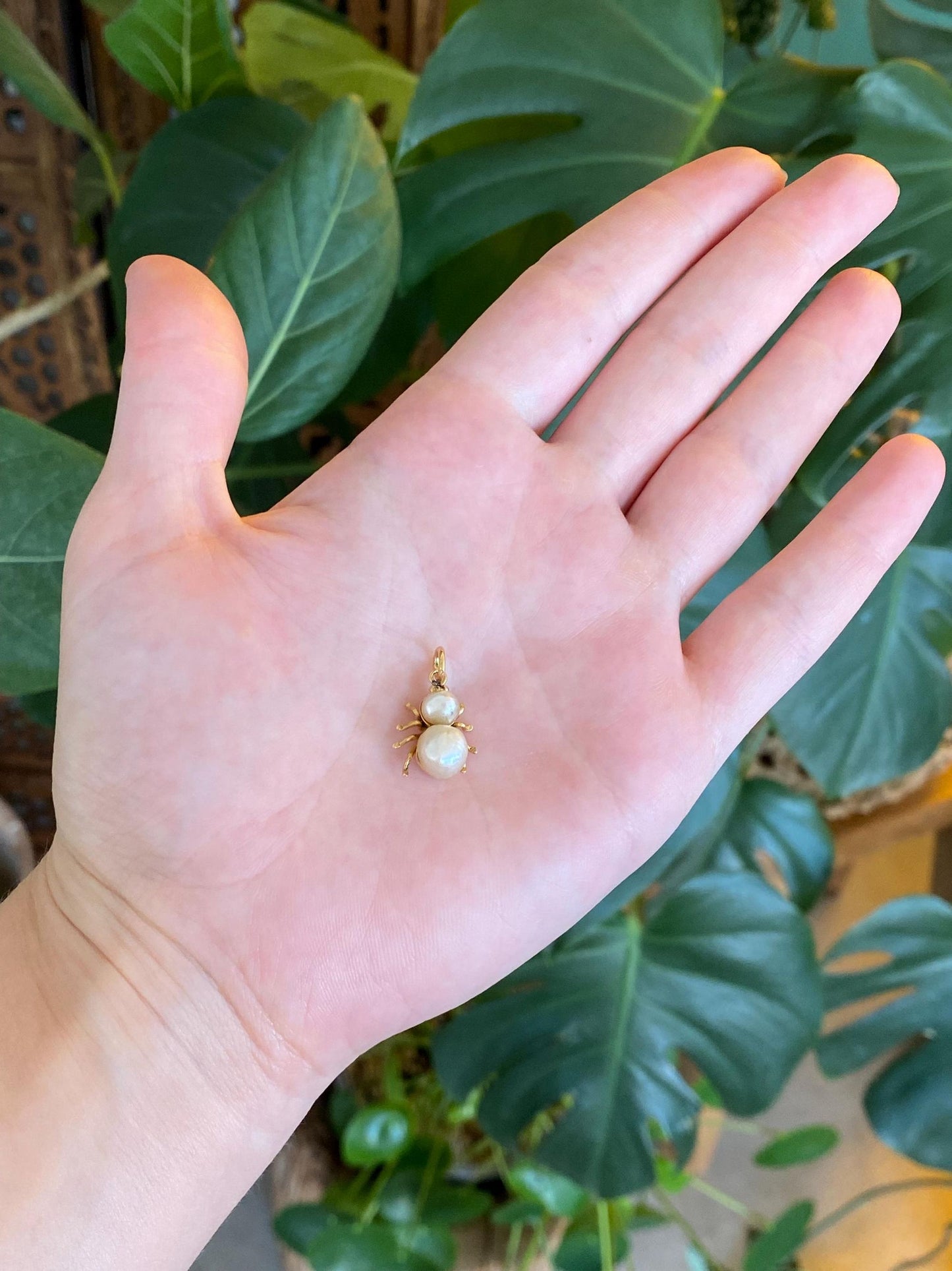 Solid 20k Yellow Gold Pearls Spider Stick Pin Conversion Charm