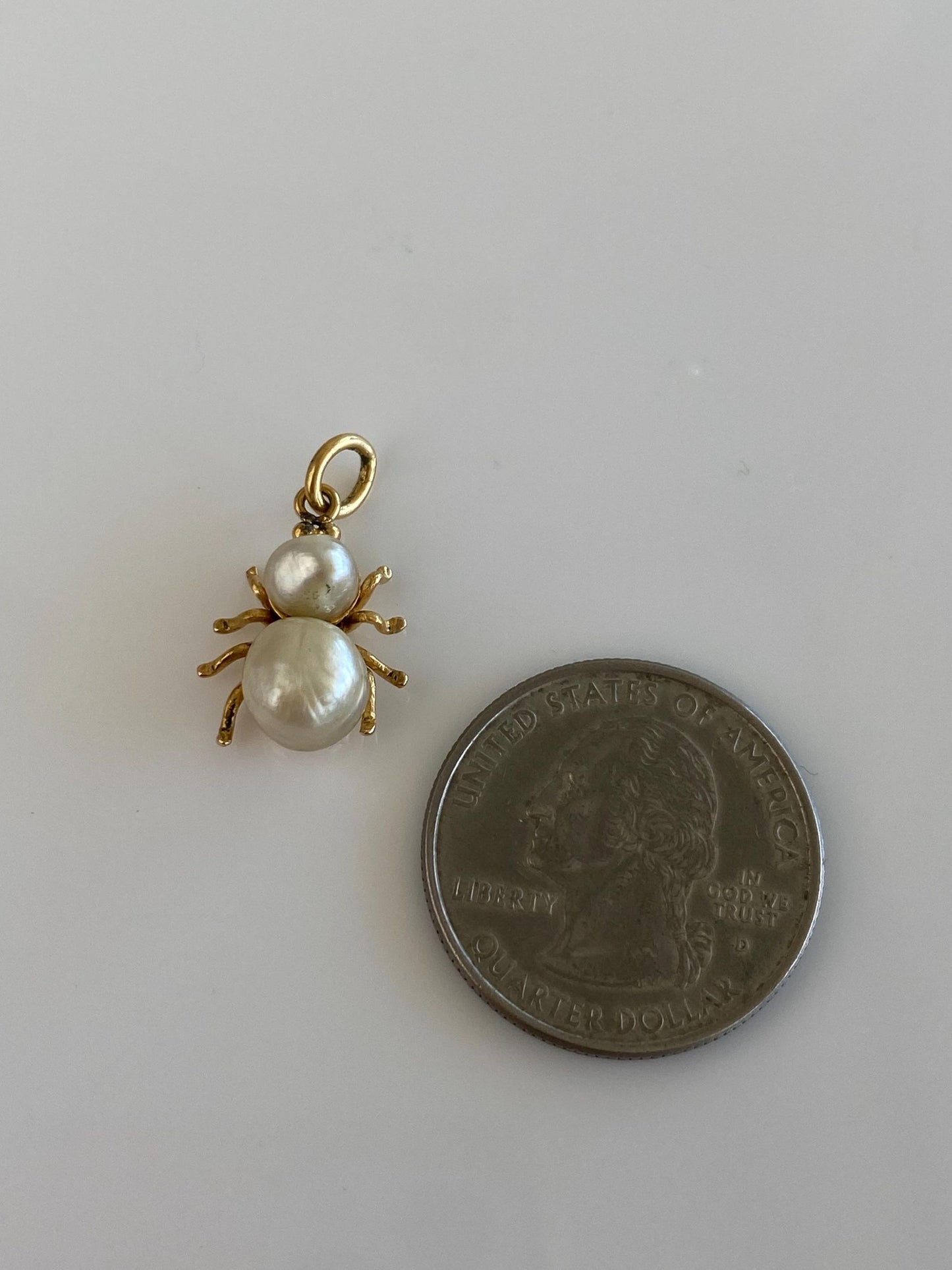 Solid 20k Yellow Gold Pearls Spider Stick Pin Conversion Charm