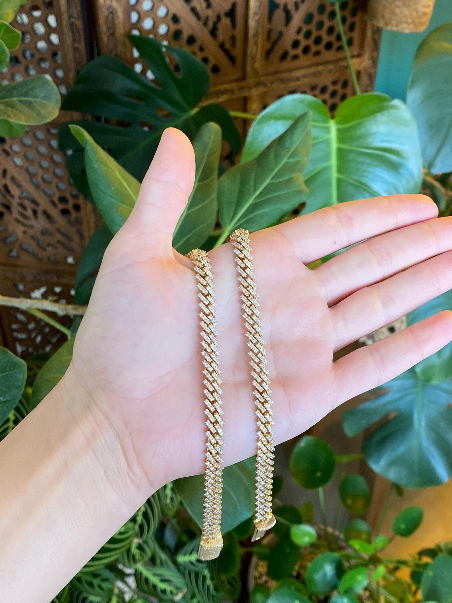 Vintage Solid 14k Yellow Gold Diamond Fancy Flat Chain Necklace - 18.25 inches