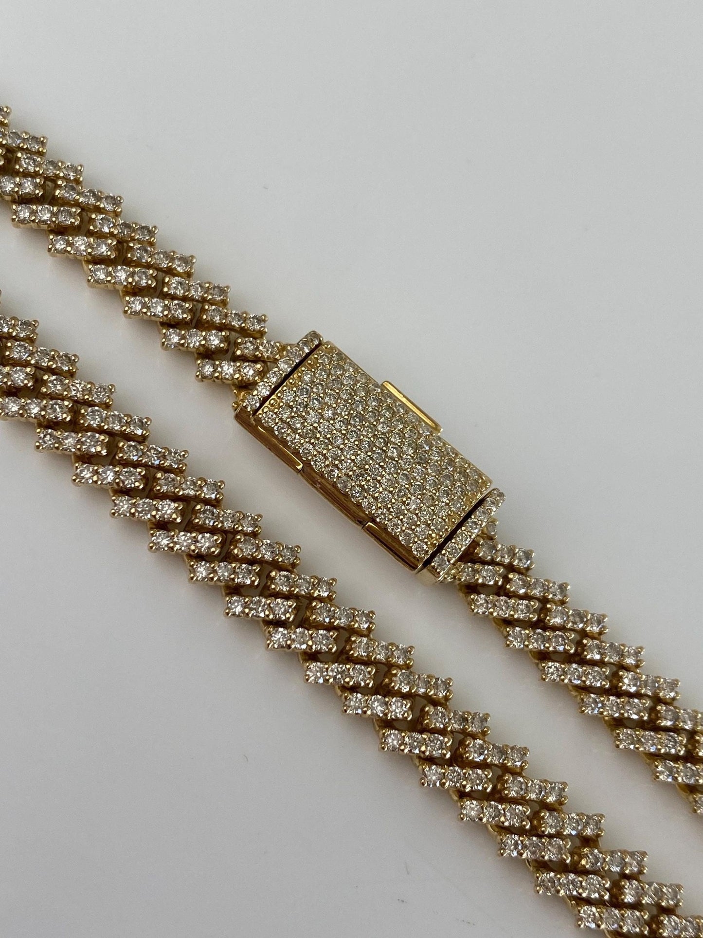 Vintage Solid 14k Yellow Gold Diamond Fancy Flat Chain Necklace - 18.25 inches