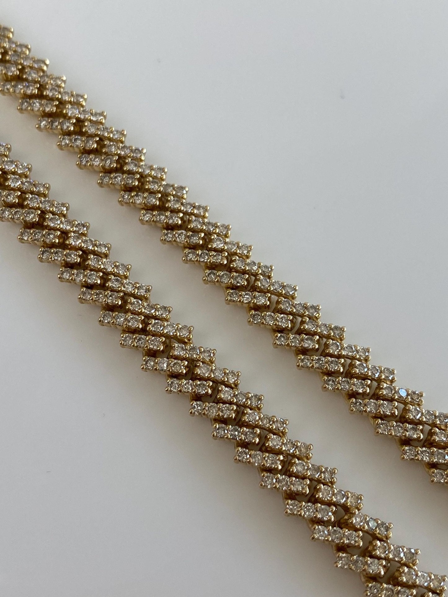 Vintage Solid 14k Yellow Gold Diamond Fancy Flat Chain Necklace - 18.25 inches