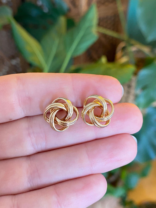 Vintage 14k Yellow Gold Knot Stud Earrings