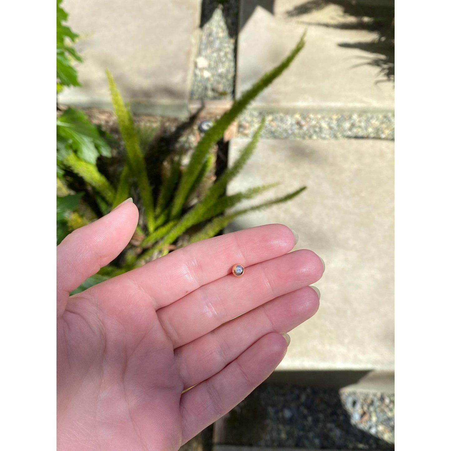 Vintage 14k Yellow Gold SINGLE Clear Sapphire Gold Ball Stud Earring