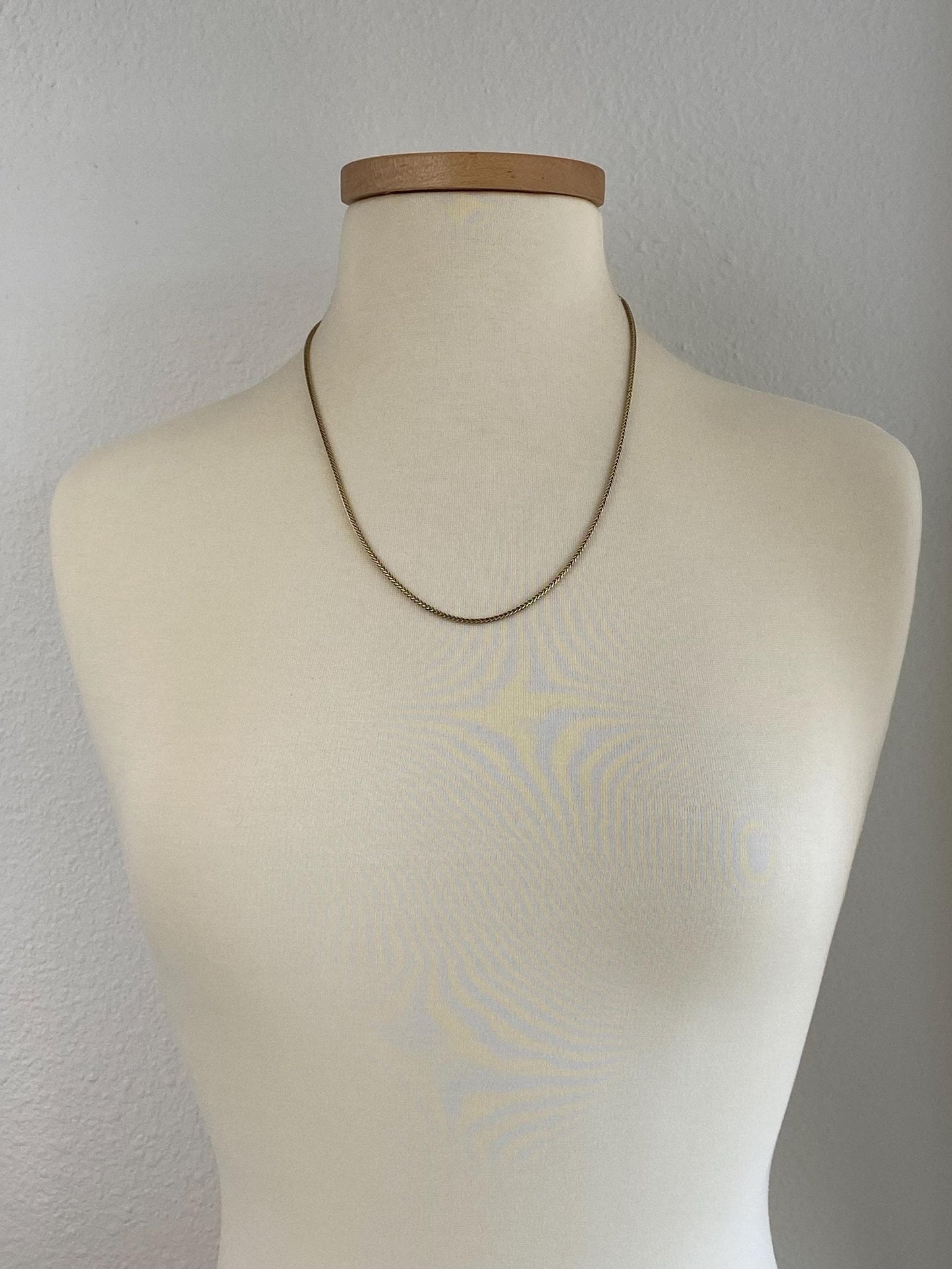 Solid 14k Yellow Gold Long Square Wheat Chain Necklace - 22.75 inches