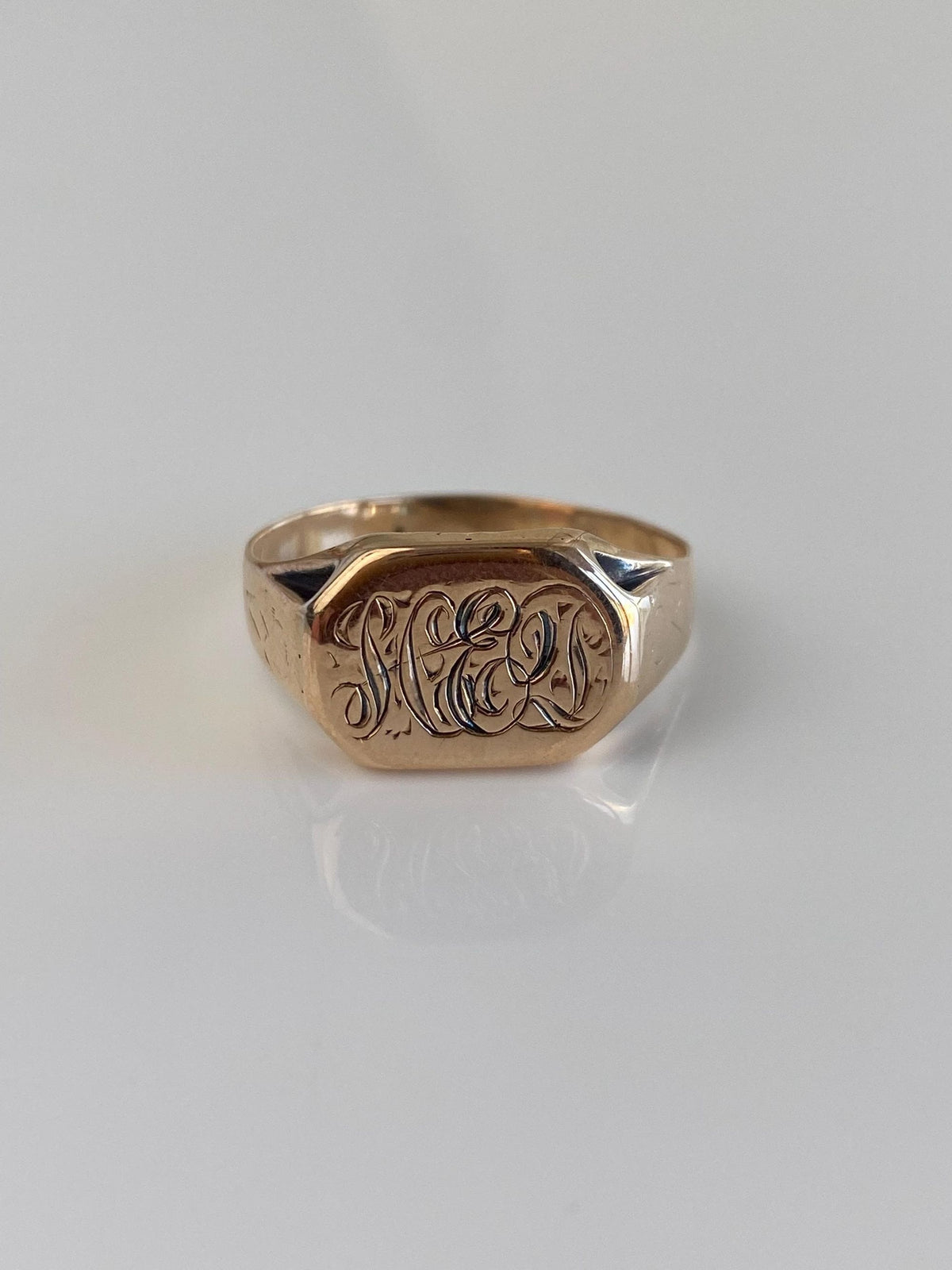 Vintage Solid 10k Rosey Gold Monogram Signet Ring - Size 11