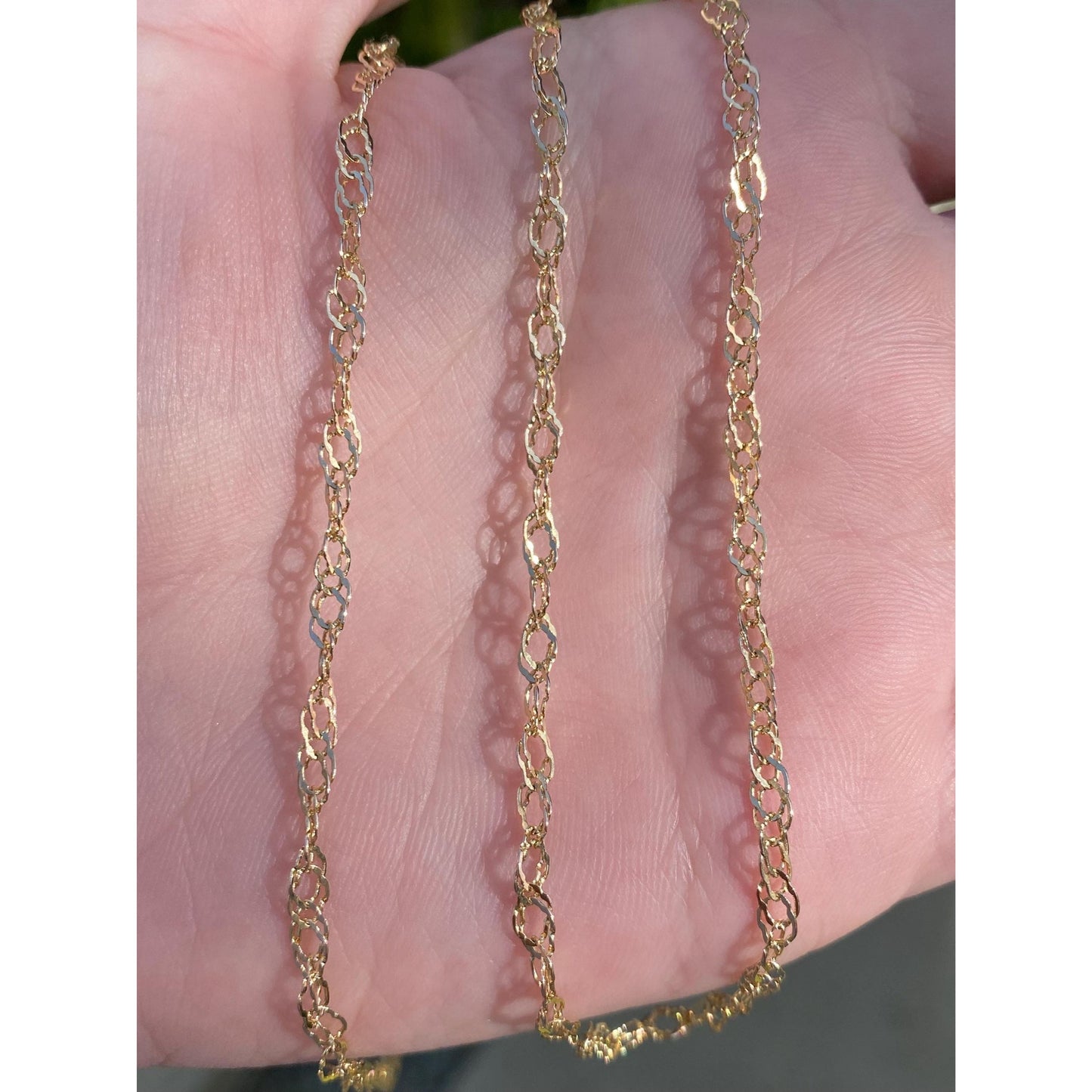 Vintage Solid 14k Yellow Gold Open Weave Twist Chain Necklace - 23.75 inches