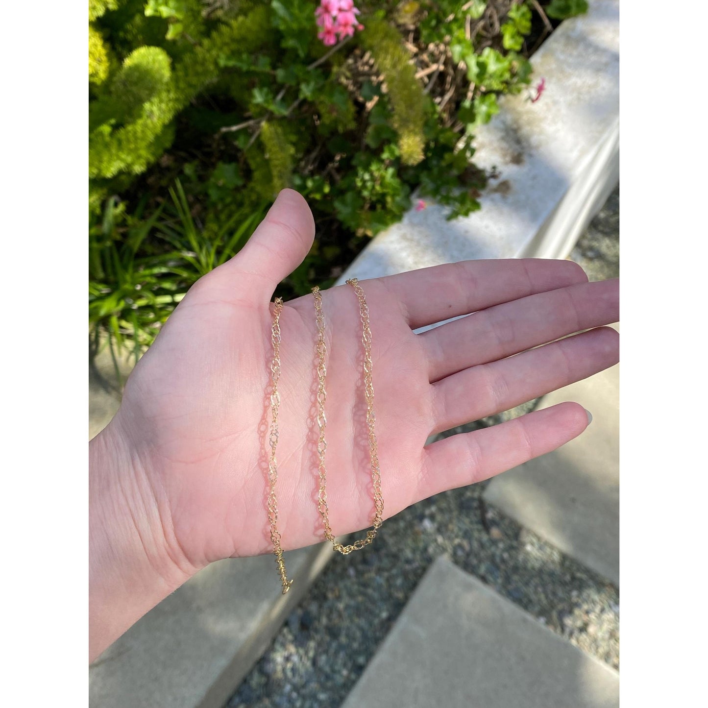 Vintage Solid 14k Yellow Gold Open Weave Twist Chain Necklace - 23.75 inches