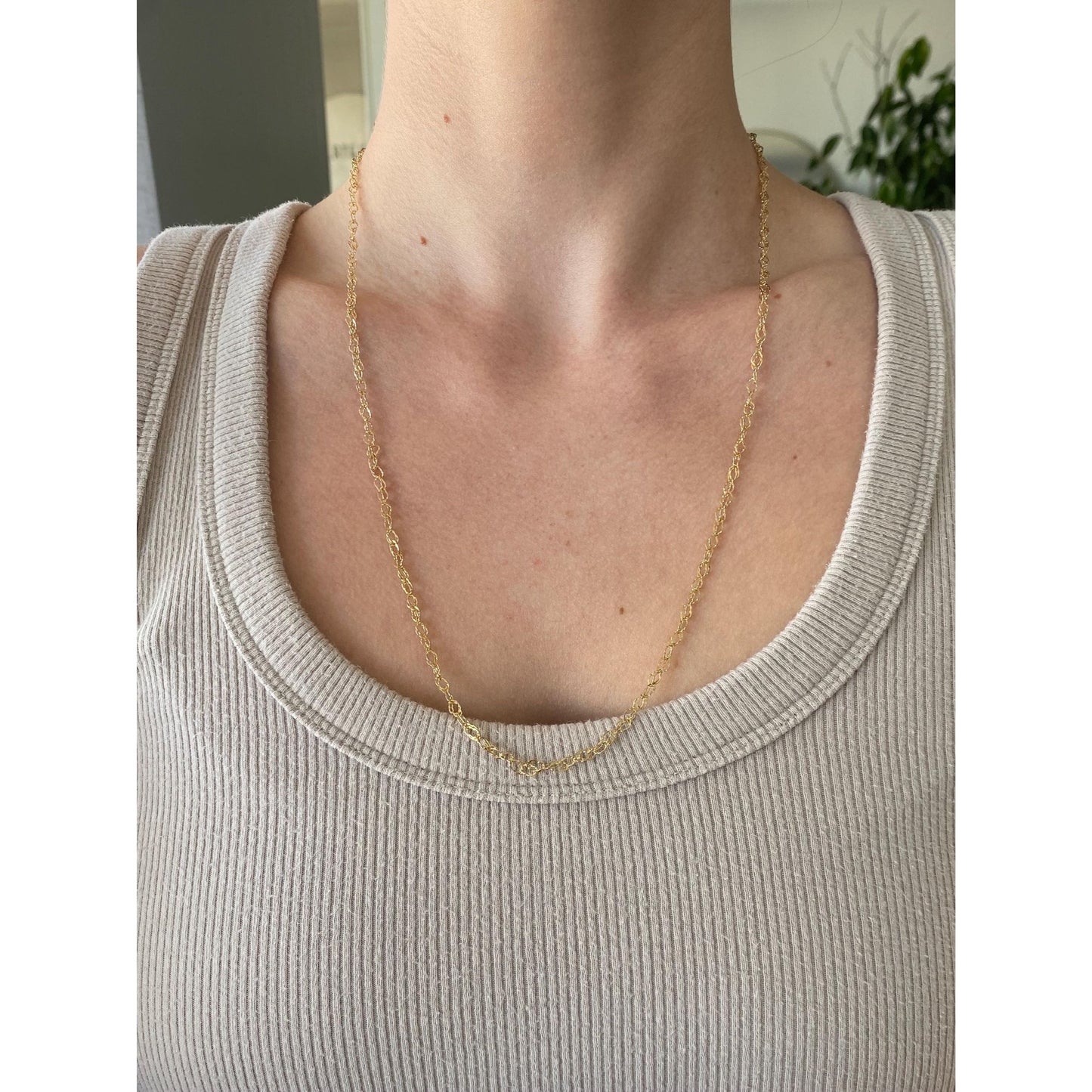 Vintage Solid 14k Yellow Gold Open Weave Twist Chain Necklace - 23.75 inches