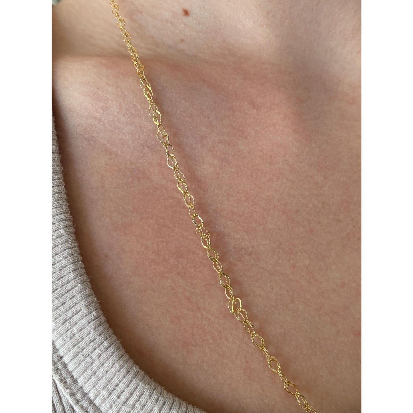 Vintage Solid 14k Yellow Gold Open Weave Twist Chain Necklace - 23.75 inches