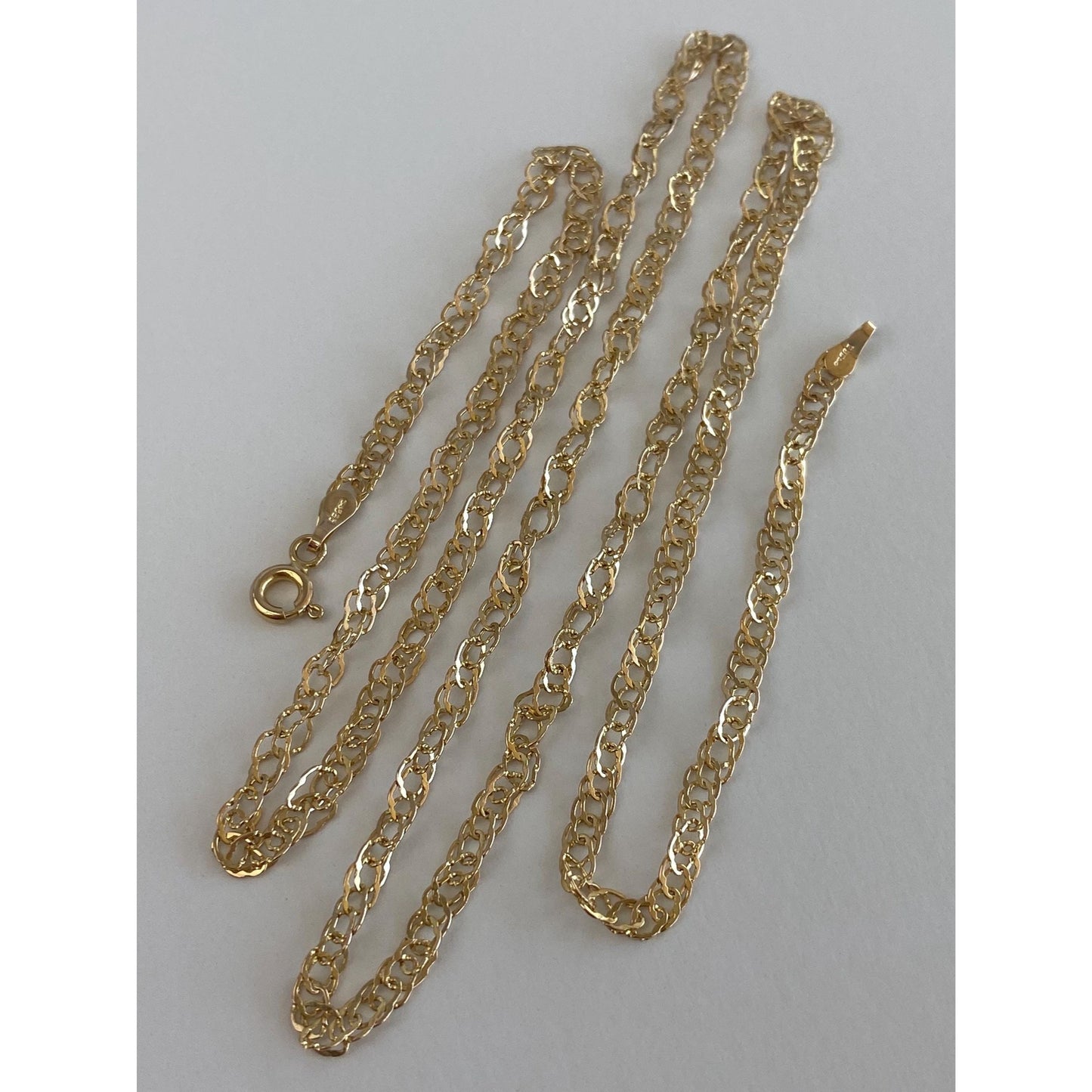 Vintage Solid 14k Yellow Gold Open Weave Twist Chain Necklace - 23.75 inches