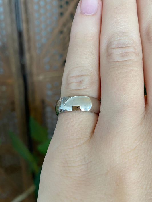 Vintage Solid 14k White Gold Ring Band - Size 5
