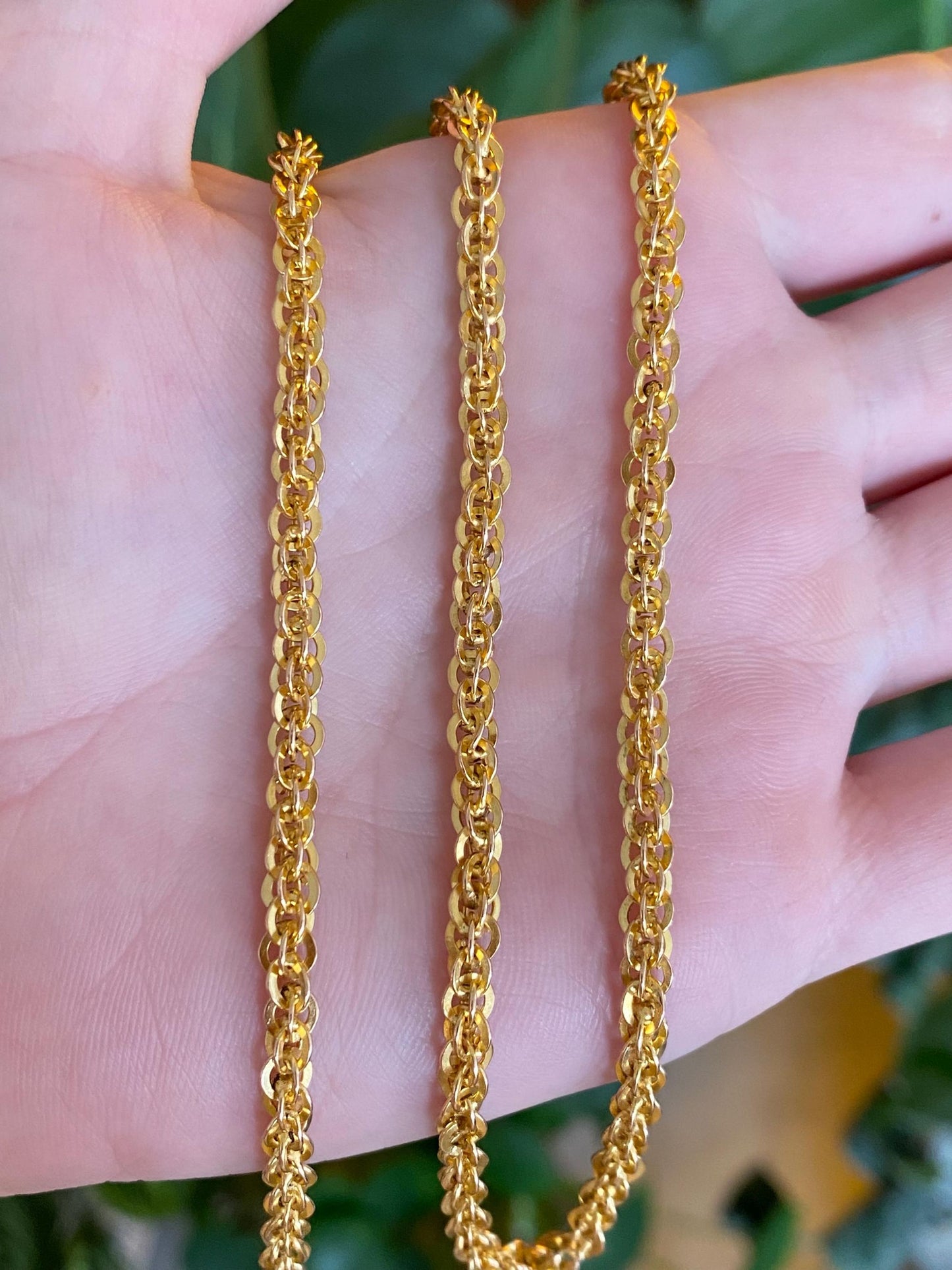 Vintage Solid 21k Yellow Gold Chunky Fancy Chain Necklace - 20.25 inches