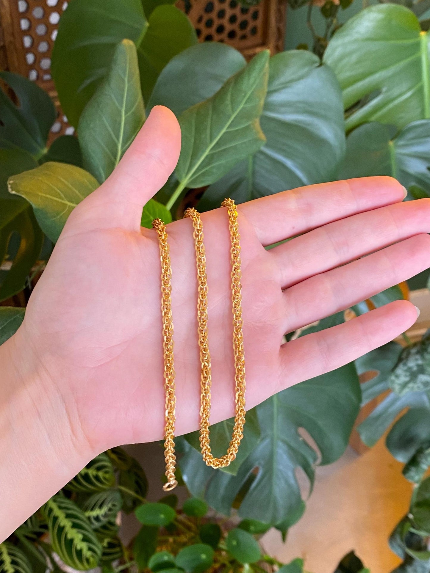Vintage Solid 21k Yellow Gold Chunky Fancy Chain Necklace - 20.25 inches