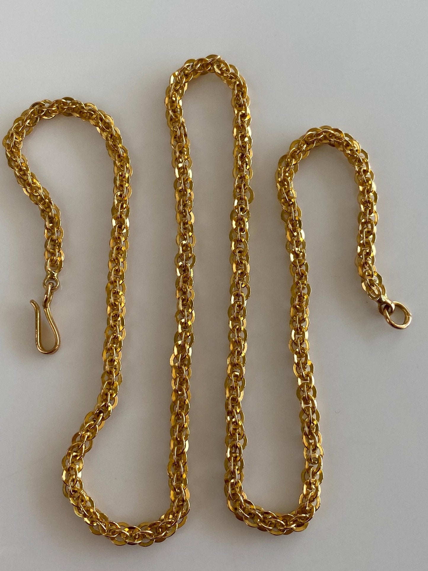 Vintage Solid 21k Yellow Gold Chunky Fancy Chain Necklace - 20.25 inches
