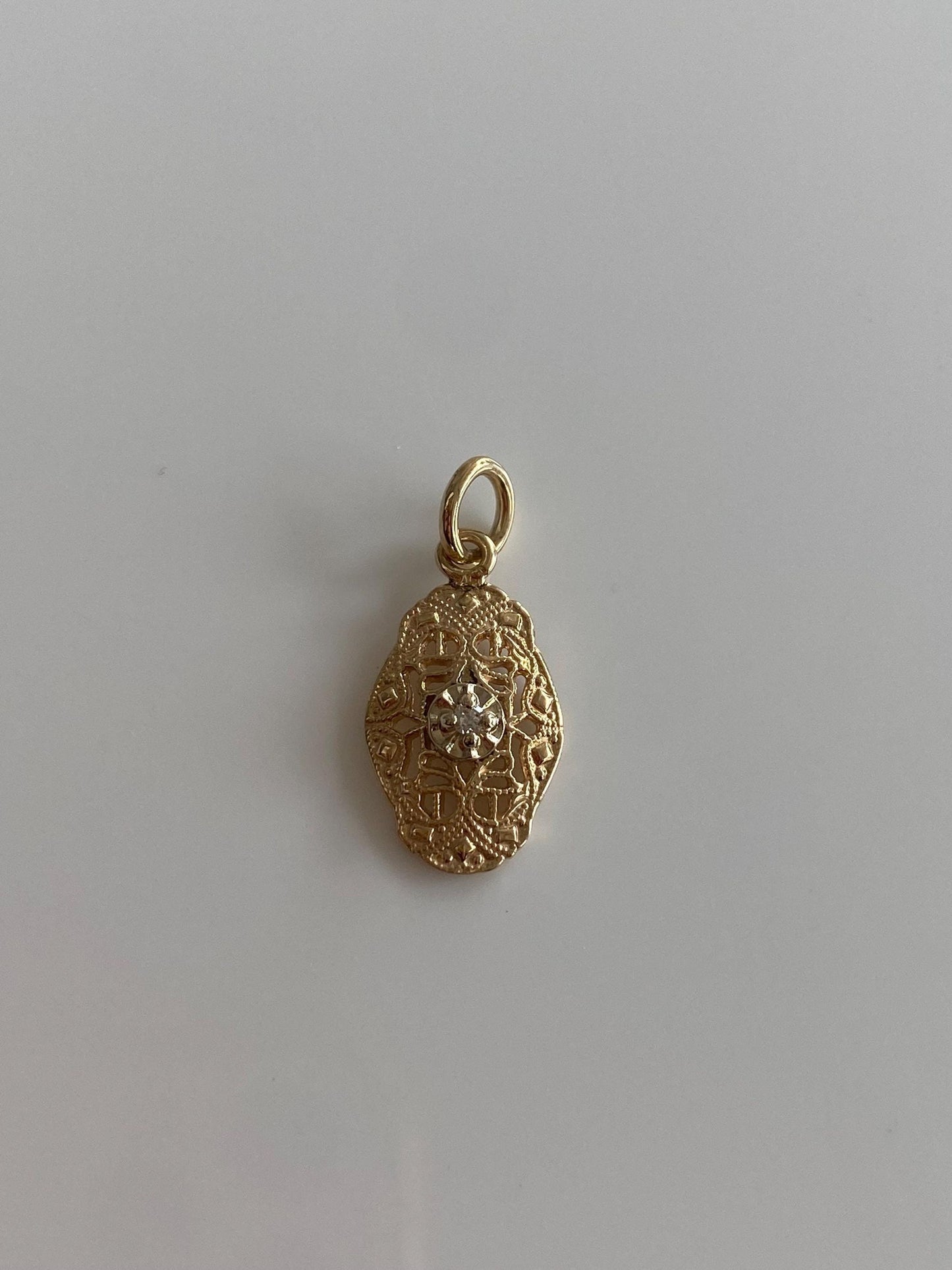 Vintage Solid 14k Yellow Gold Diamond Art Deco Stick Pin Charm