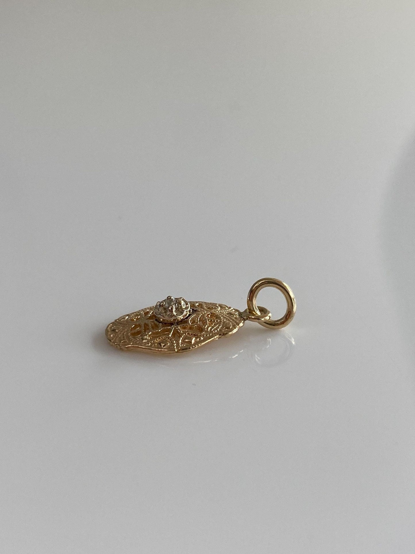 Vintage Solid 14k Yellow Gold Diamond Art Deco Stick Pin Charm
