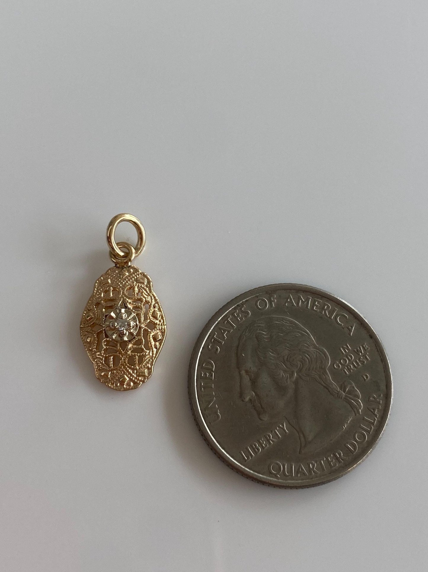 Vintage Solid 14k Yellow Gold Diamond Art Deco Stick Pin Charm