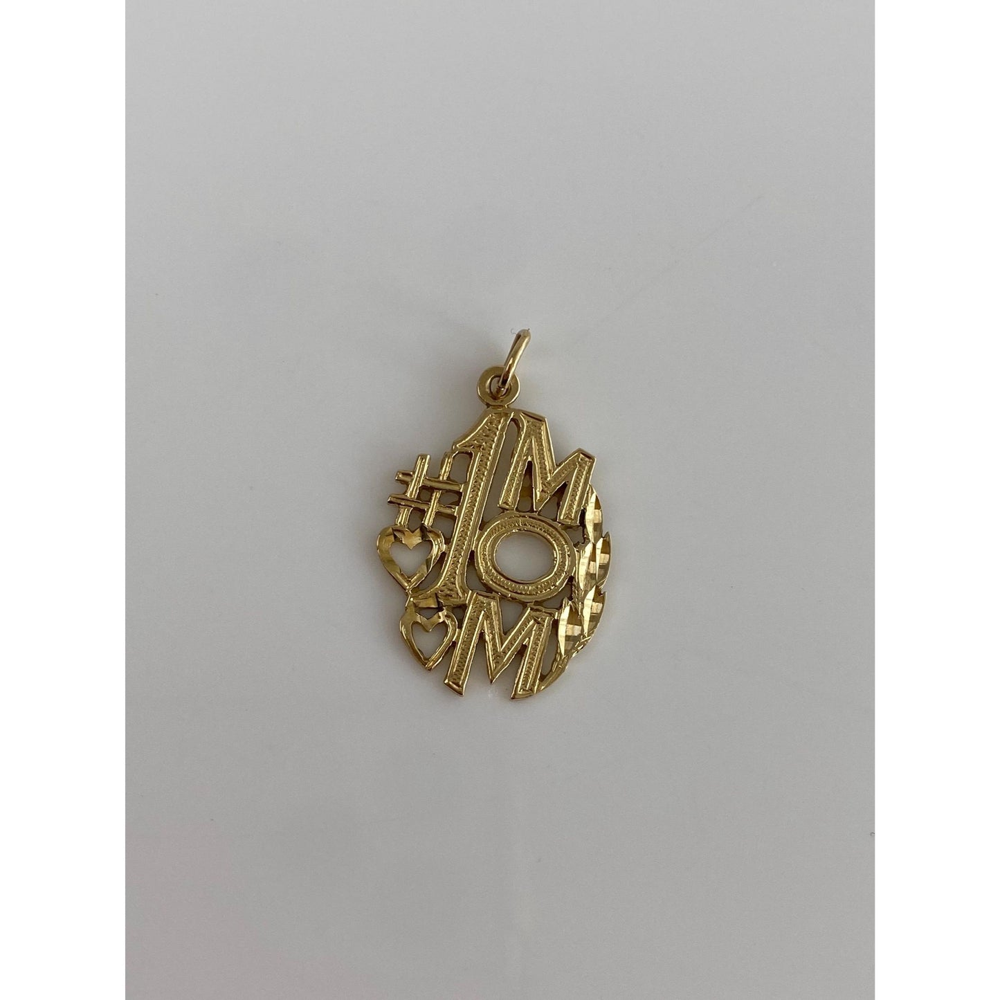 Vintage Solid 14k Yellow Gold Diamond Cut #1 Mom Charm